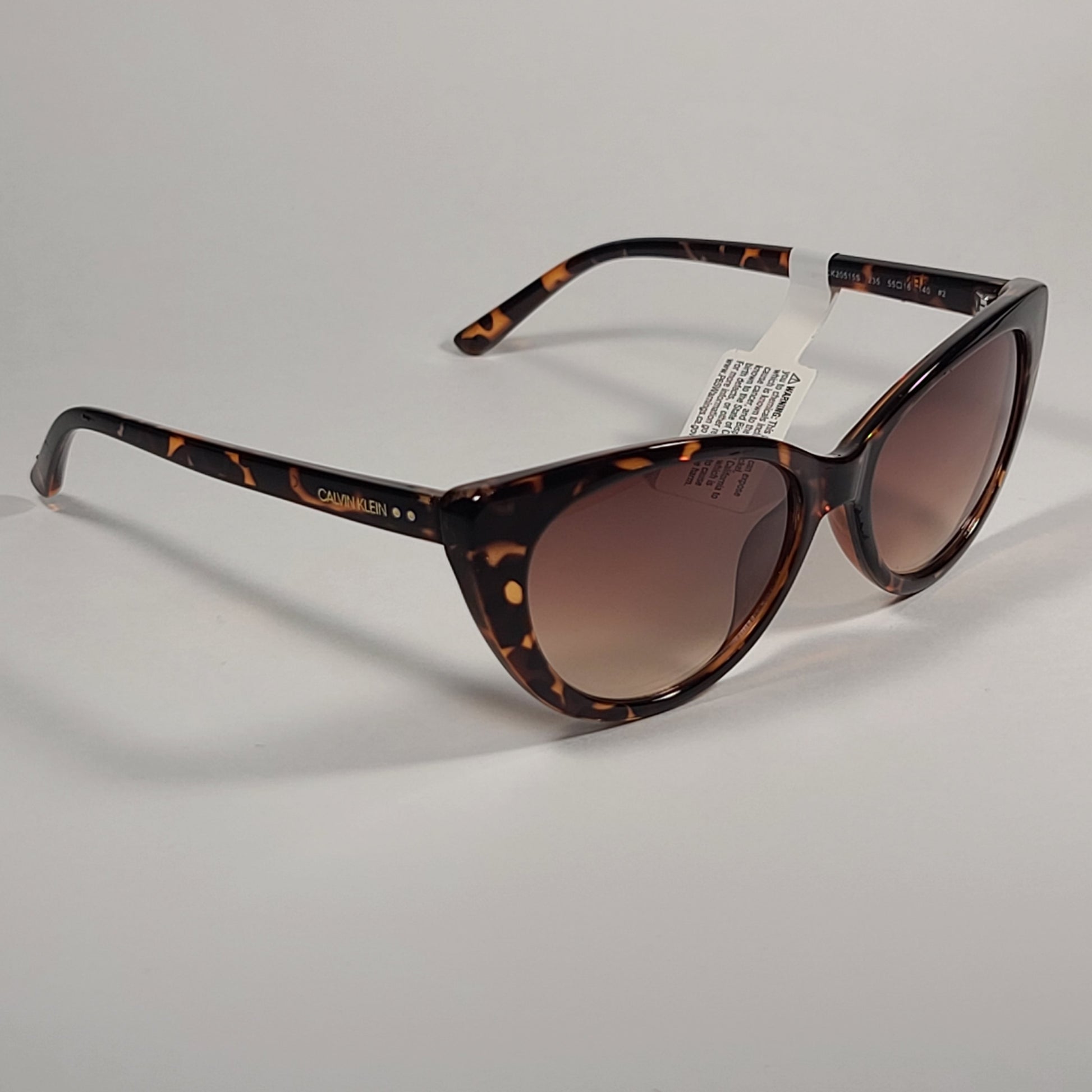 Calvin Klein Cat Eye Sunglasses CK20515S 235 Brown Tortoise Frame Brown Gradient Lens - Sunglasses