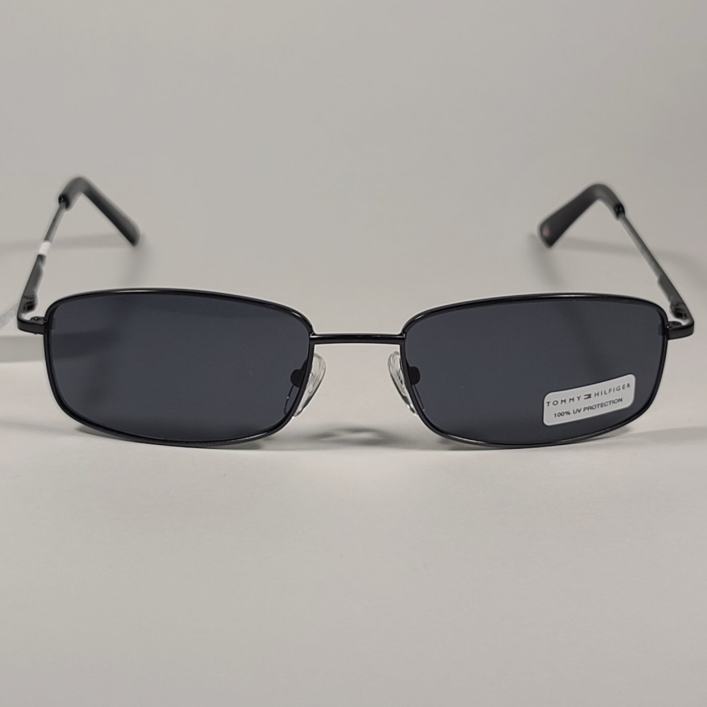 Tommy Hilfiger Newt Small Rectangular Sunglasses Gunmetal Frame Gray Lens NEWT MM OM535 - Sunglasses