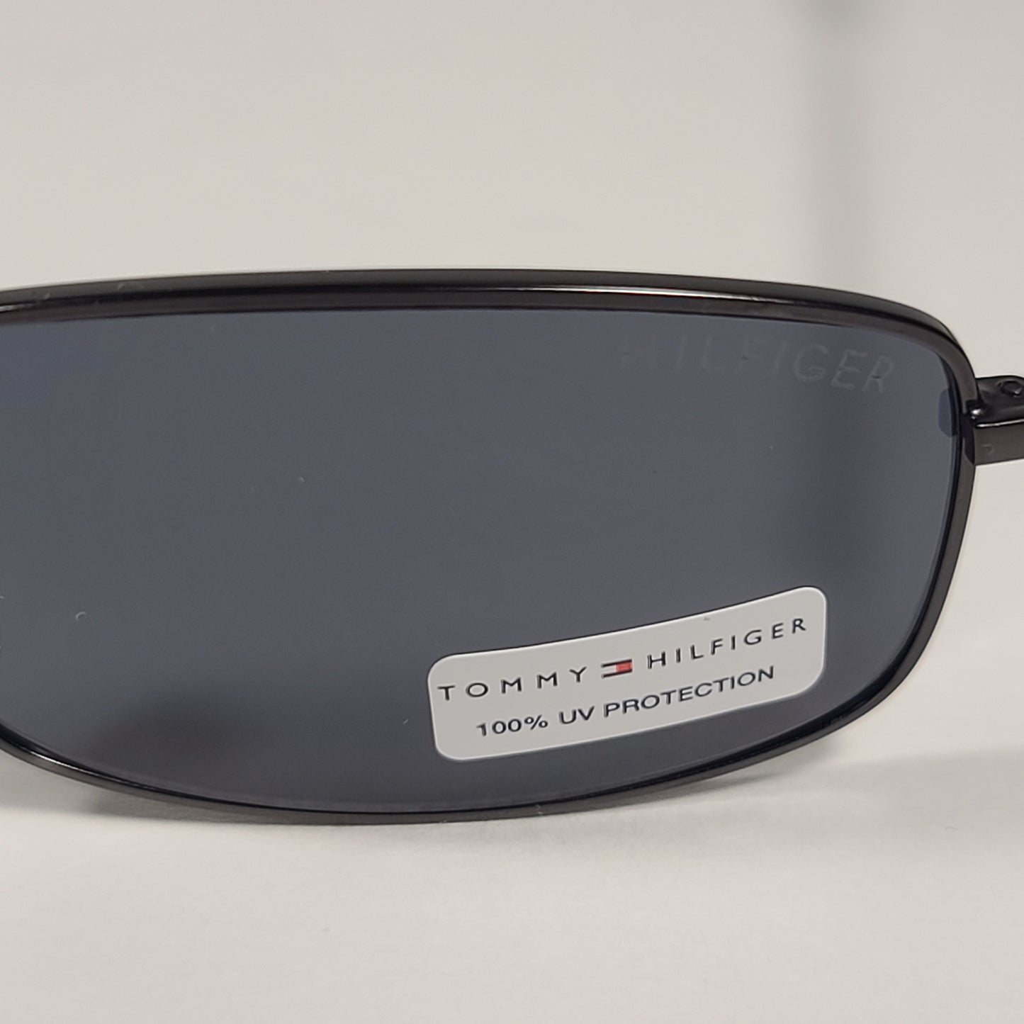 Tommy Hilfiger Newt Small Rectangular Sunglasses Gunmetal Frame Gray Lens NEWT MM OM535 - Sunglasses