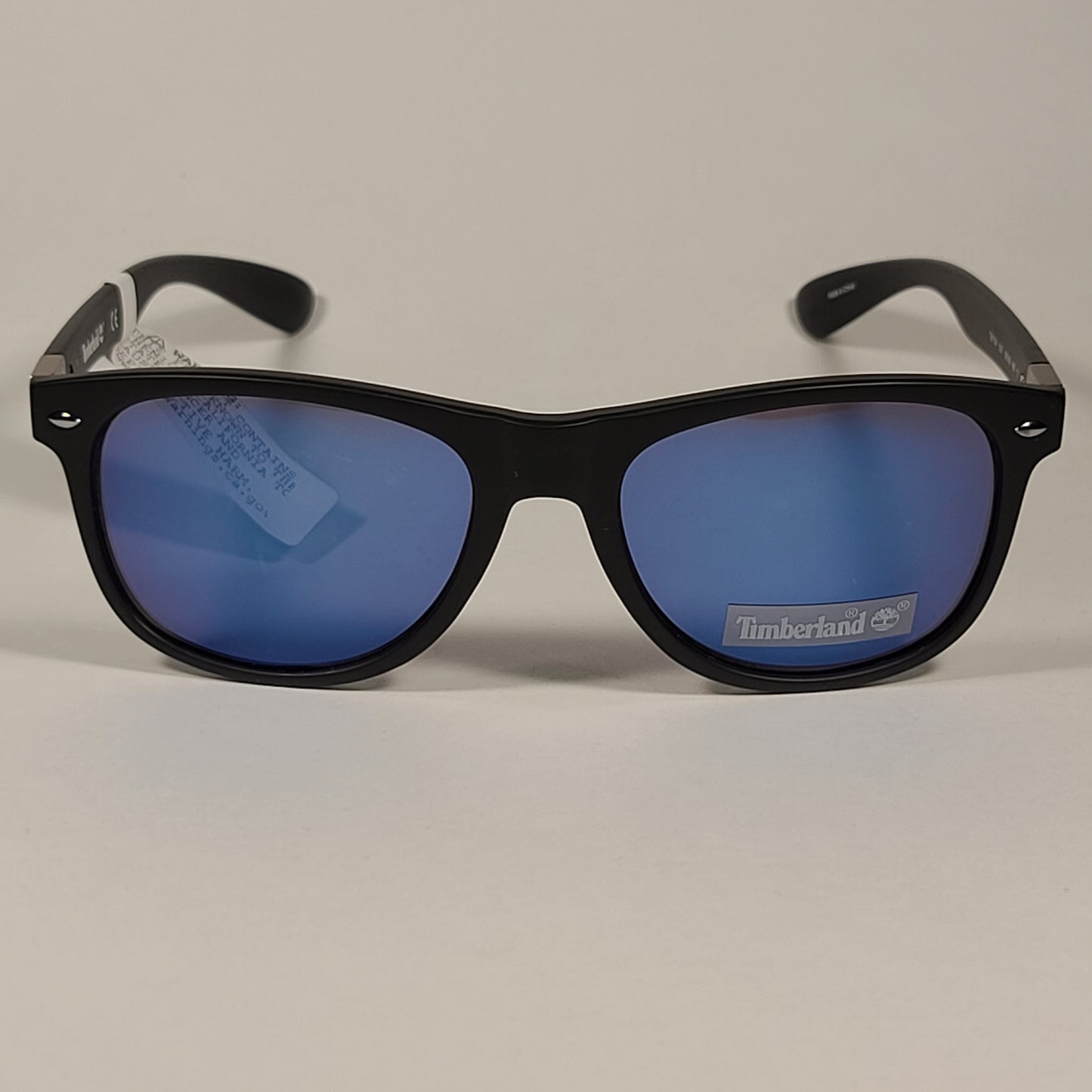 Timberland Square Sunglasses Matte Black Frame Blue Mirror Flash Lens TB7154 02X - Sunglasses