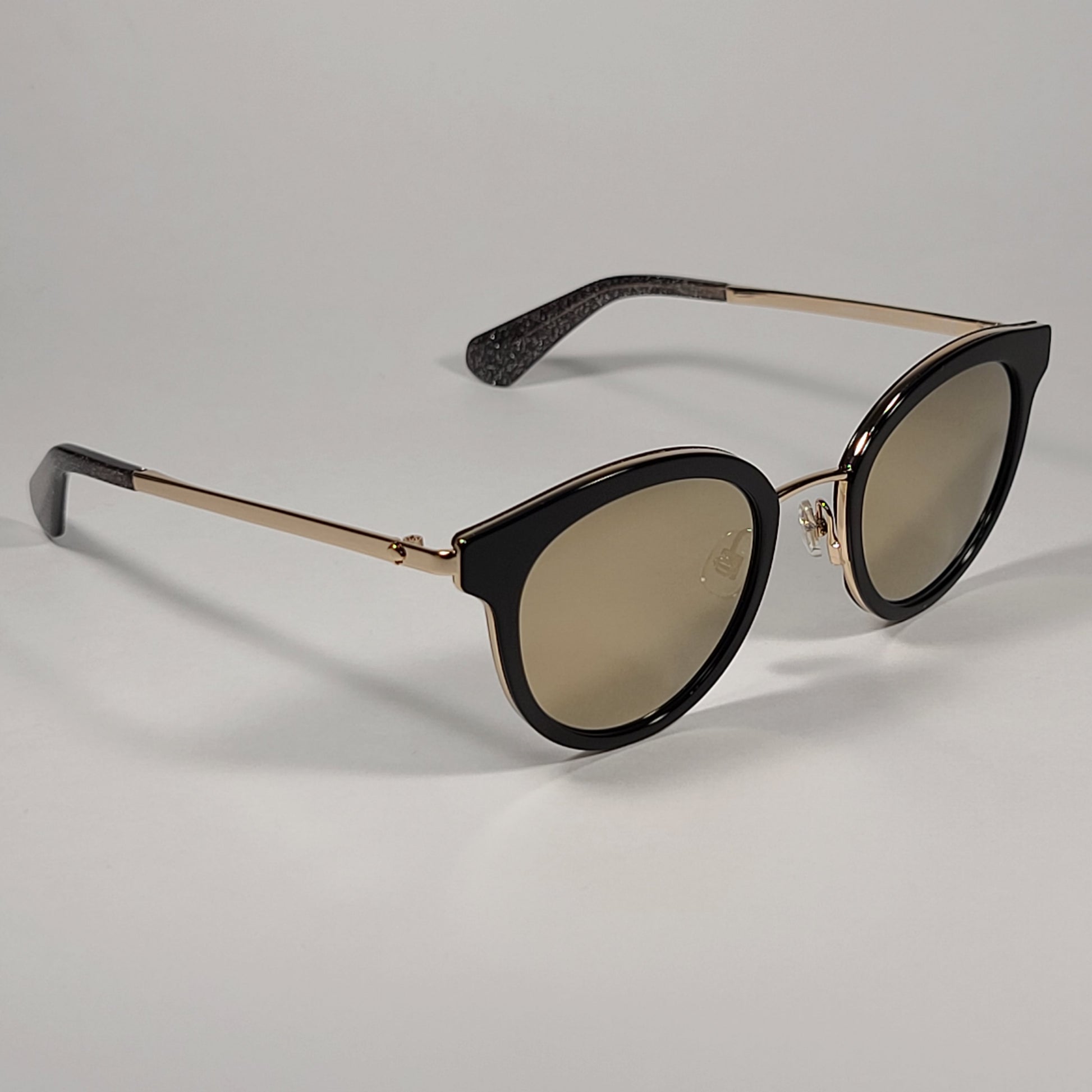 Kate Spade LISANNE/F/S 807UE Round Sunglasses Gold Black Glitter Frame Gold Mirror Lens - Sunglasses