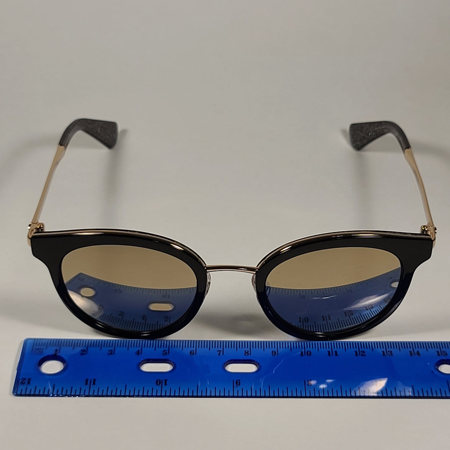 Kate Spade LISANNE/F/S 807UE Round Sunglasses Gold Black Glitter Frame Gold Mirror Lens - Sunglasses