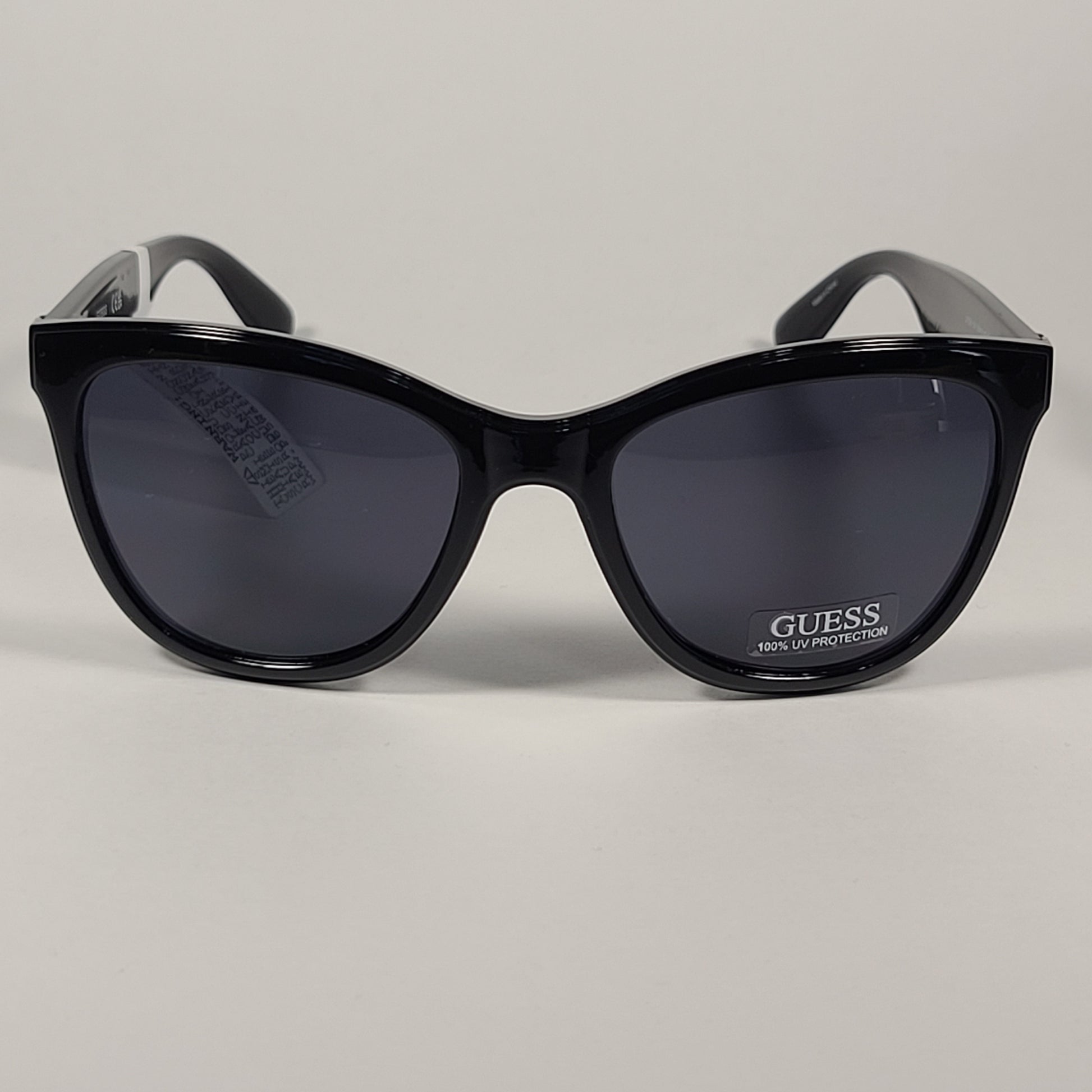 Guess Designer Sunglasses Rhinestone Temples Shiny Black Frame Gray Lens GF0296 01A - Sunglasses