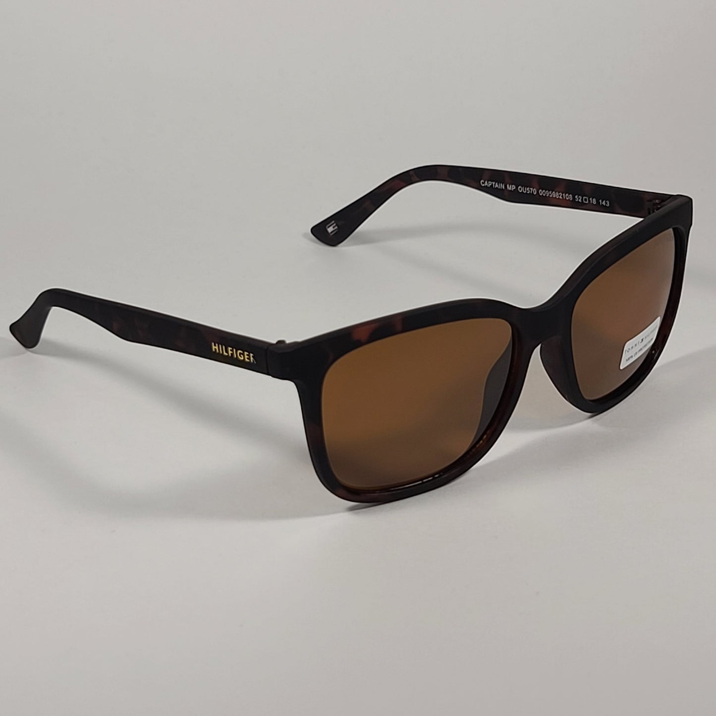 Tommy Hilfiger Captain Square Sunglasses Brown Matte Tortoise Frame Brown Lens CAPTAIN MP OU570 - Sunglasses