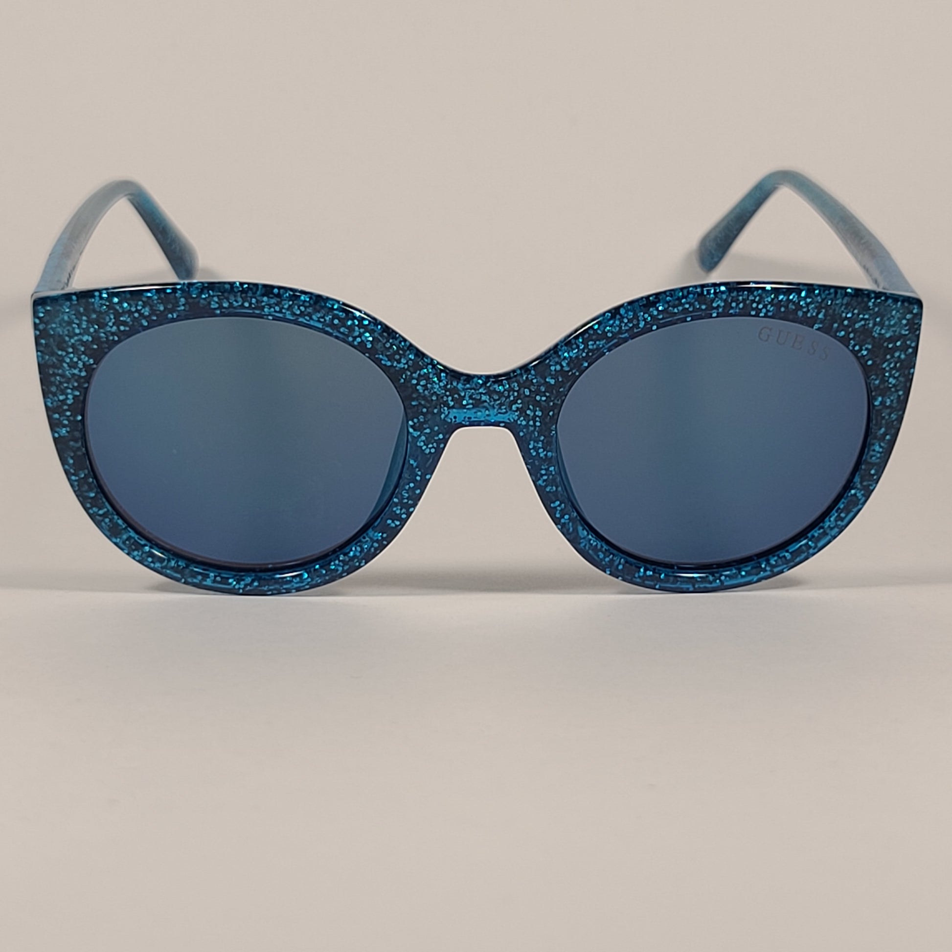 Guess Originals Round Sunglasses Blue Glitter Frame Blue Mirror Lens GU9188 92X - Sunglasses