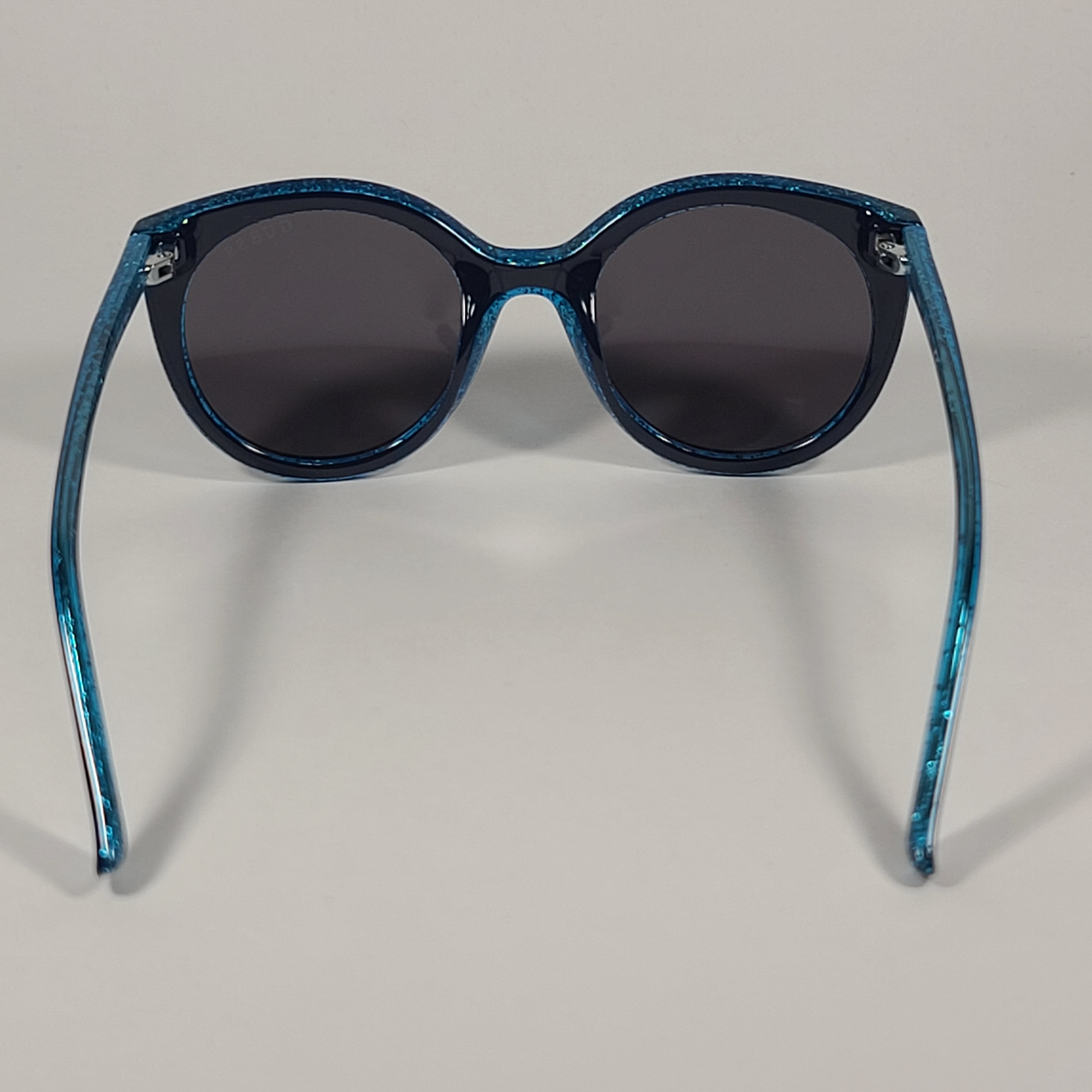 Guess Originals Round Sunglasses Blue Glitter Frame Blue Mirror Lens G TheSunglassFashion