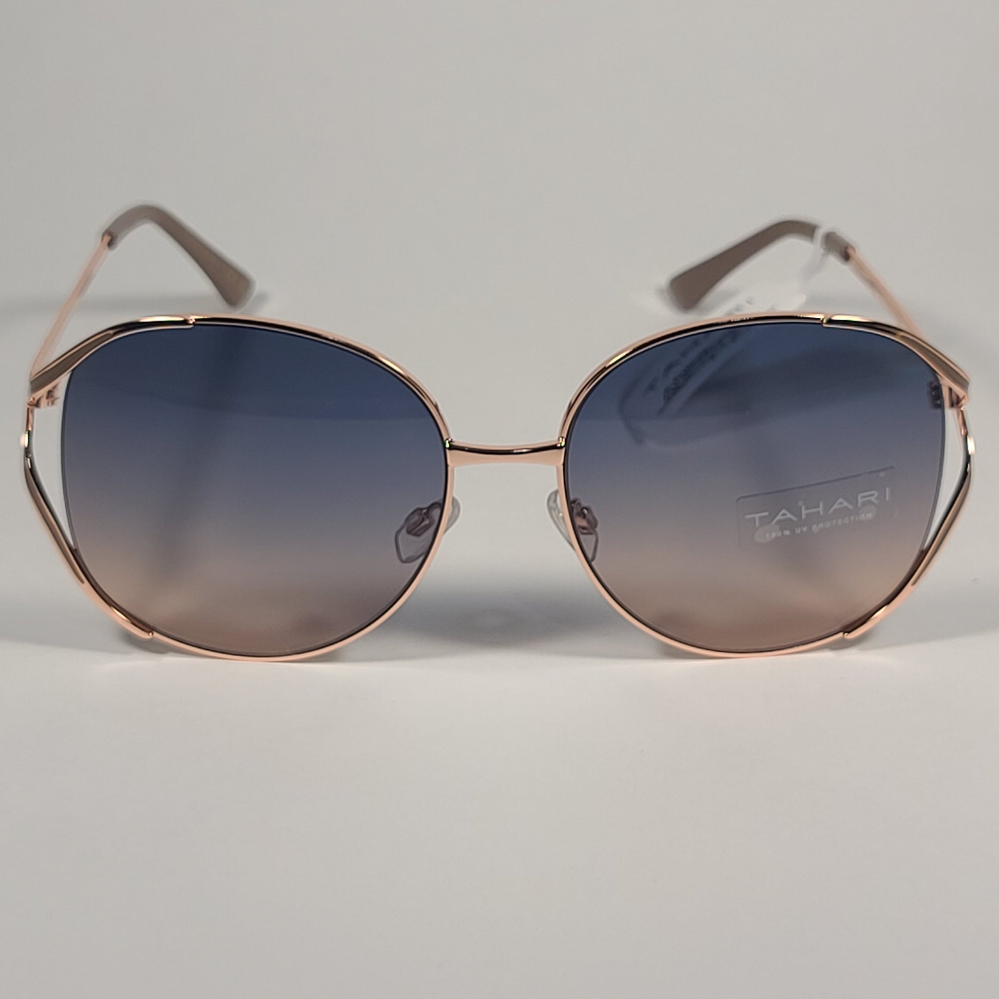 Tahari Oversized Sunglasses Nude Rose Gold Frame Rose Gradient Lens TH875 RGND - Sunglasses