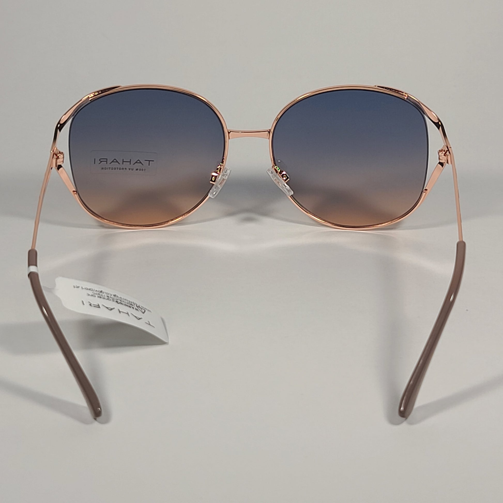 Tahari Oversized Sunglasses Nude Rose Gold Frame Rose Gradient Lens TH875 RGND - Sunglasses