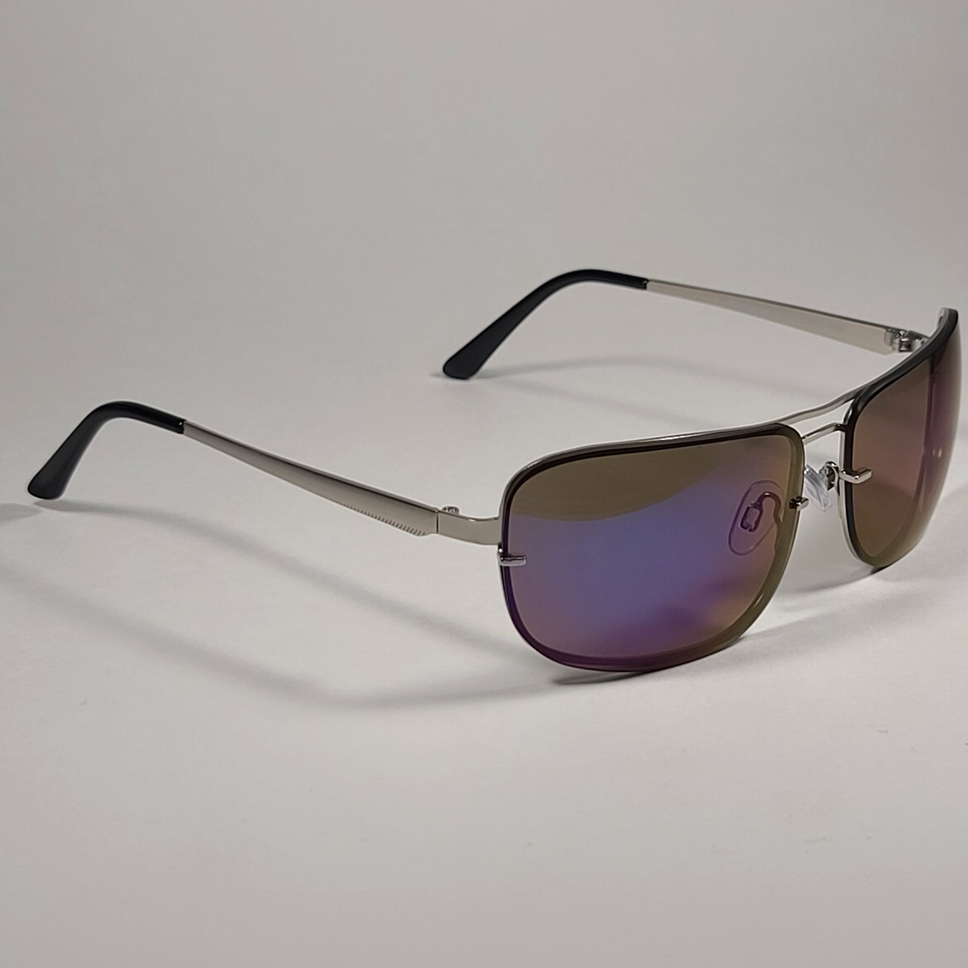 Vince Camuto Rimless Navigator Sunglasses Silver Frame Ultraviolet Mirror Lens VM605 SLV - Sunglasses