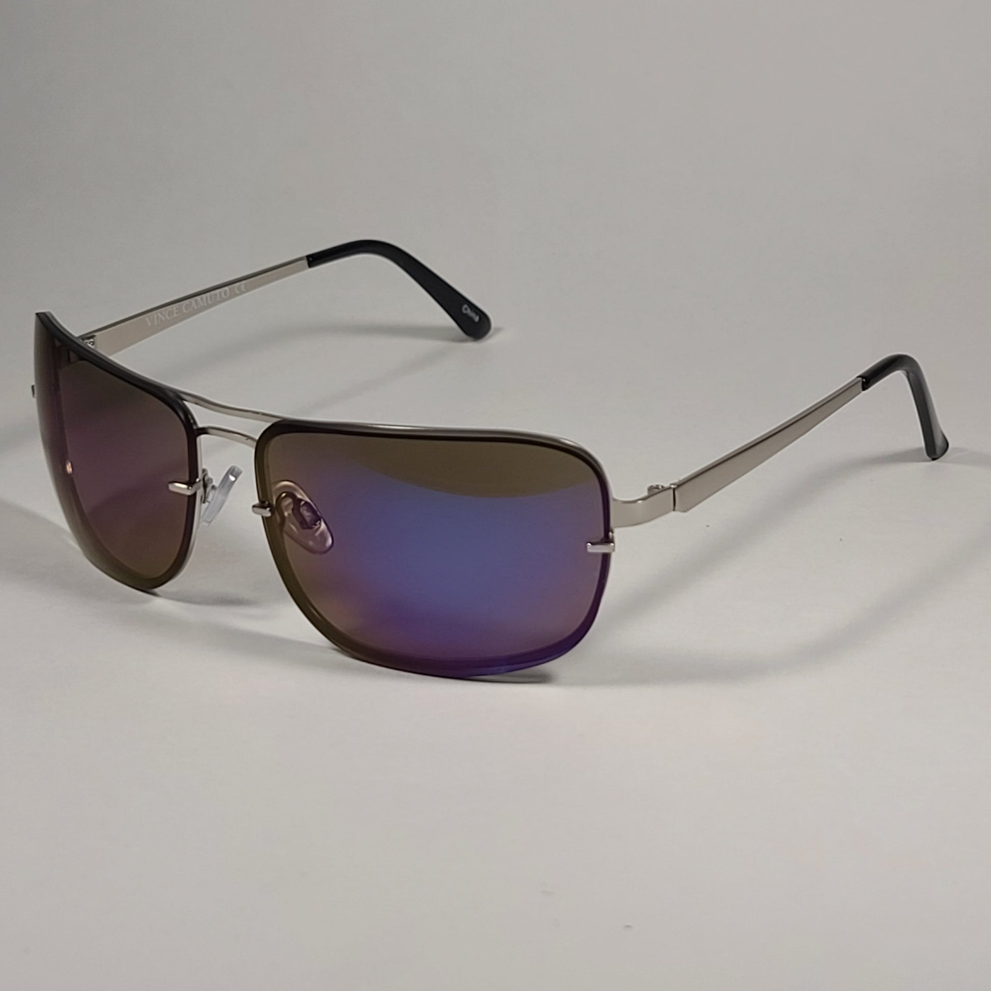 Vince Camuto Rimless Navigator Sunglasses Silver Frame Ultraviolet Mirror Lens VM605 SLV - Sunglasses