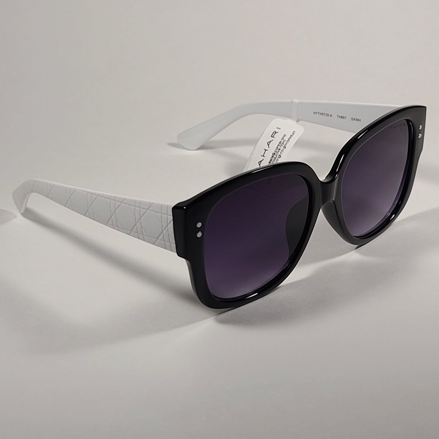 Tahari Oversize Square Sunglasses Black White Frame Smoke Gradient Lens TH857 OXWH - Sunglasses