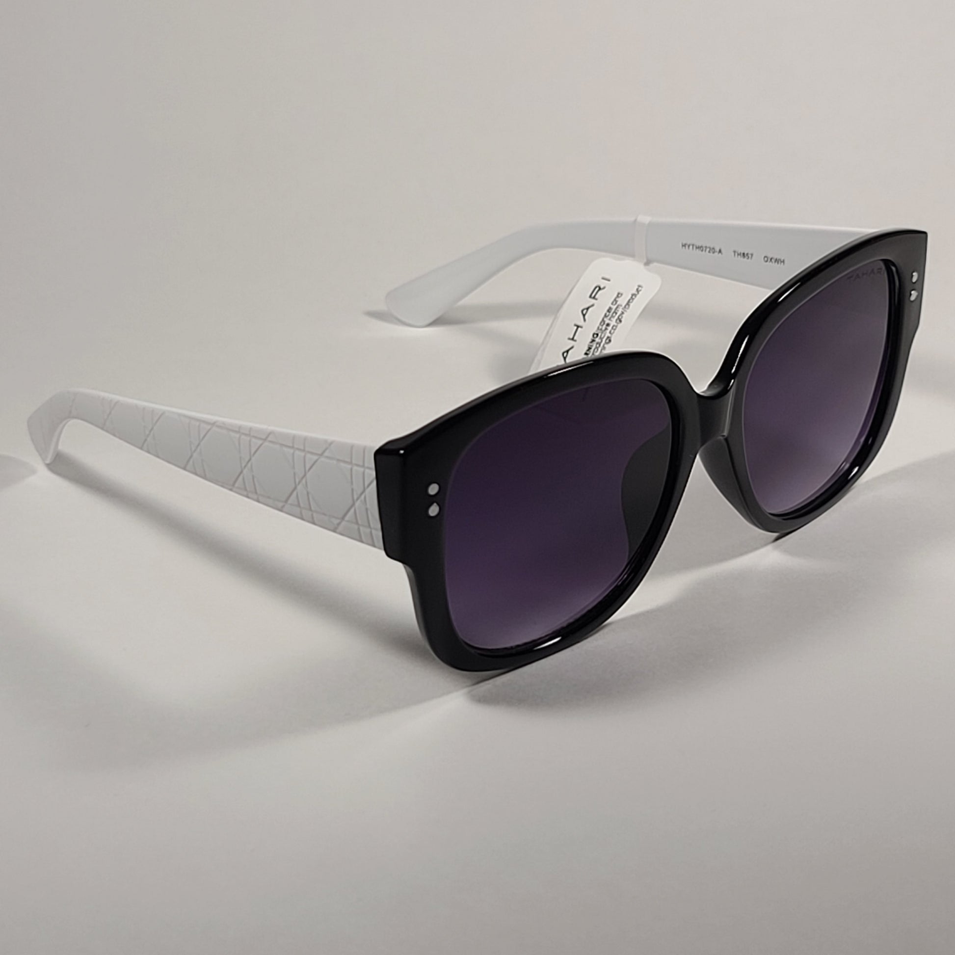 Tahari Oversize Square Sunglasses Black White Frame Smoke Gradient Lens TH857 OXWH - Sunglasses