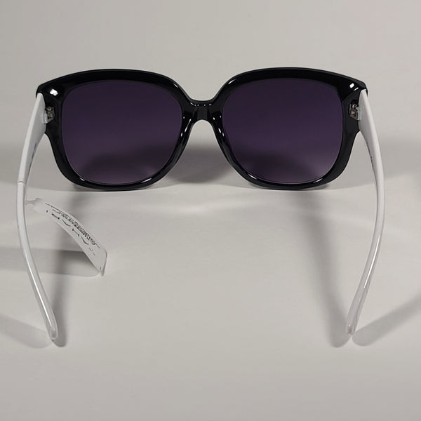 Tahari Oversize Square Sunglasses Black White Frame Smoke Gradient Len