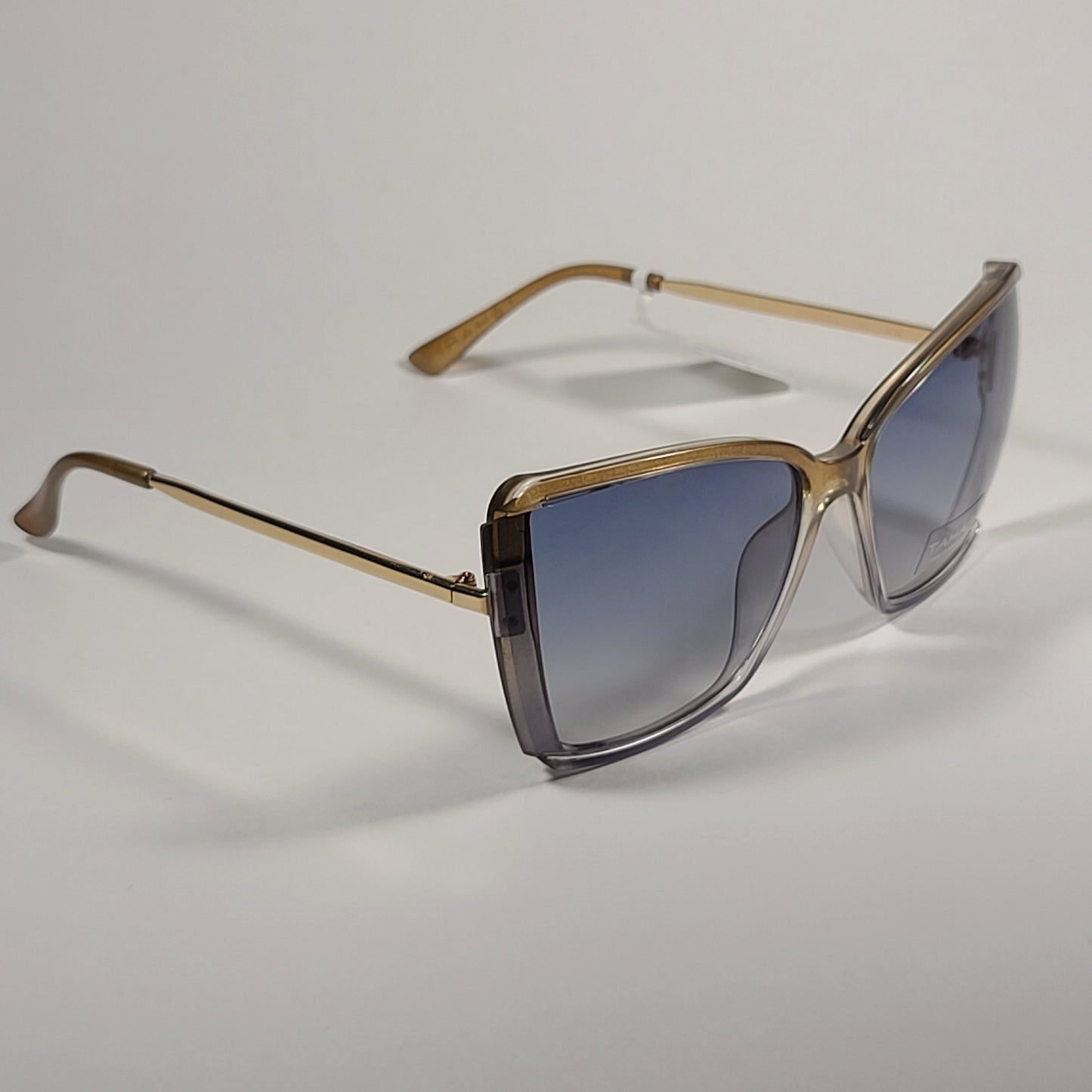 Tahari Shield Butterfly Sunglasses Gold Blue Frame Blue Gradient Lens TH881 BTBL - Sunglasses