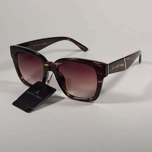 JL By Judith Leiber June Square Sunglasses Dark Brown Havana Frame Brown Gradient Lens - Sunglasses