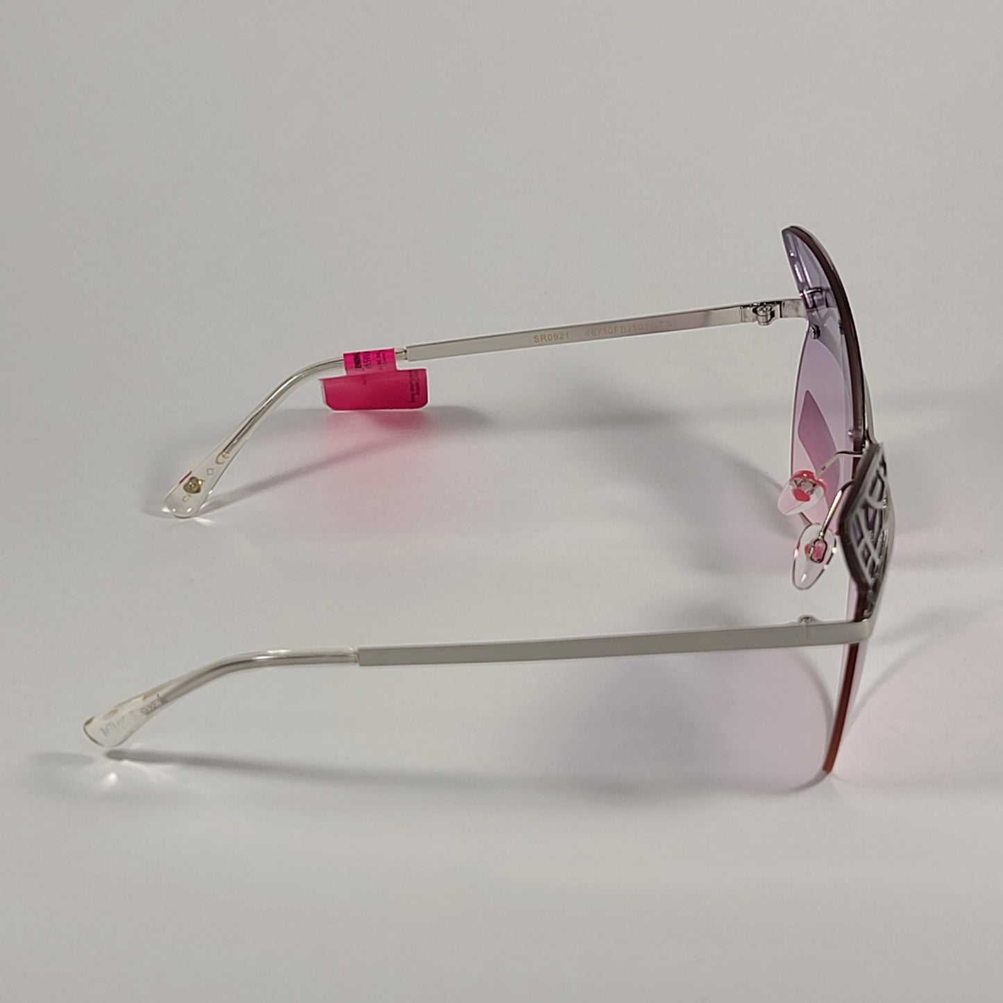 Betsey Johnson Rimless Butterfly Sunglasses Silver Frame Purple To Pink Gradient Lens