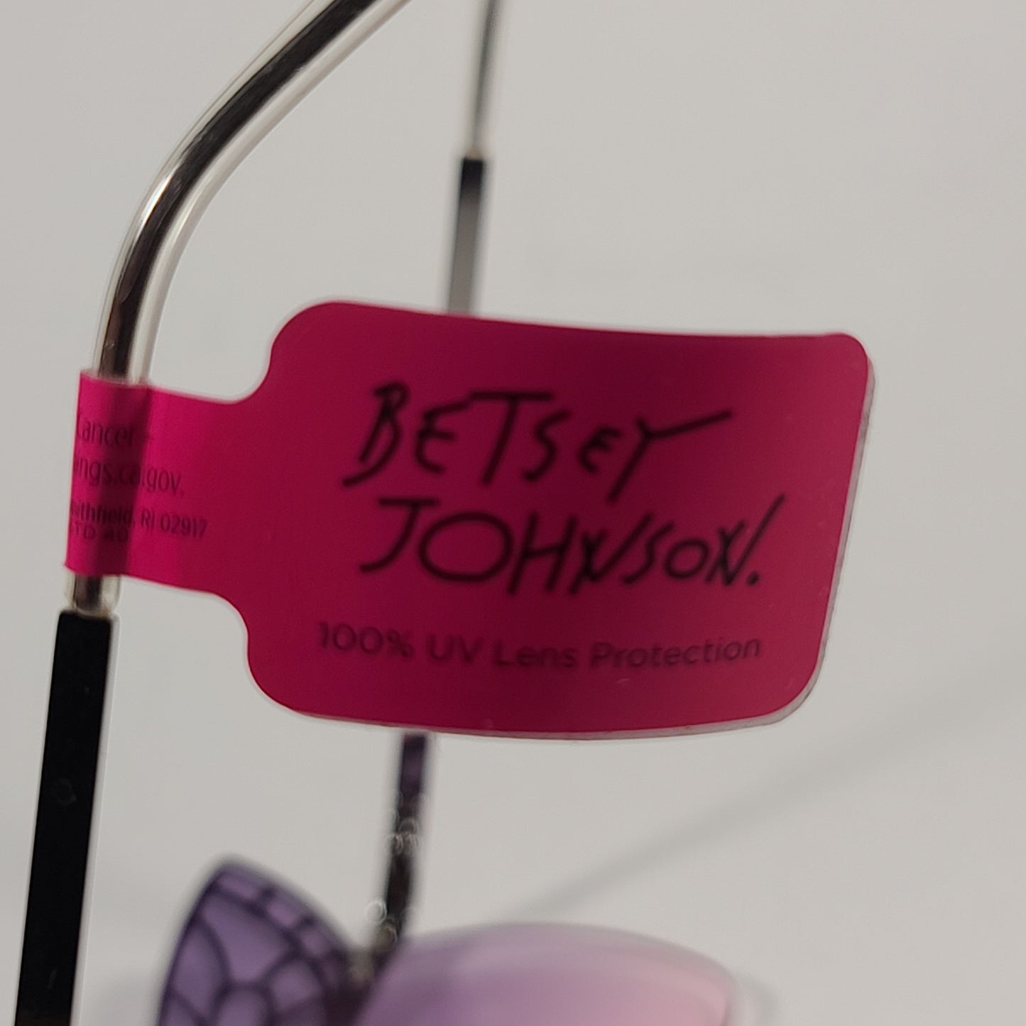 Betsey Johnson Rimless Butterfly Sunglasses Silver Frame Purple To Pink Gradient Lens