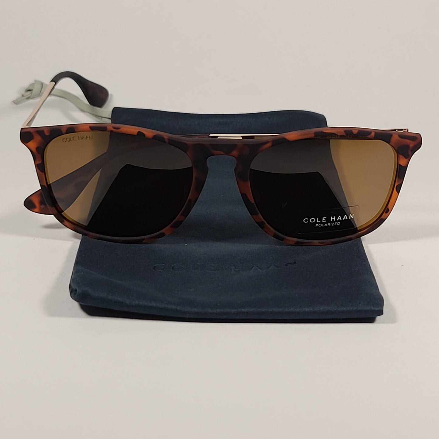 Cole Haan CH8507 215 Polarized Key Hole Sunglasses Matte Tortoise And Gold Frame Brown Lens - Sunglasses