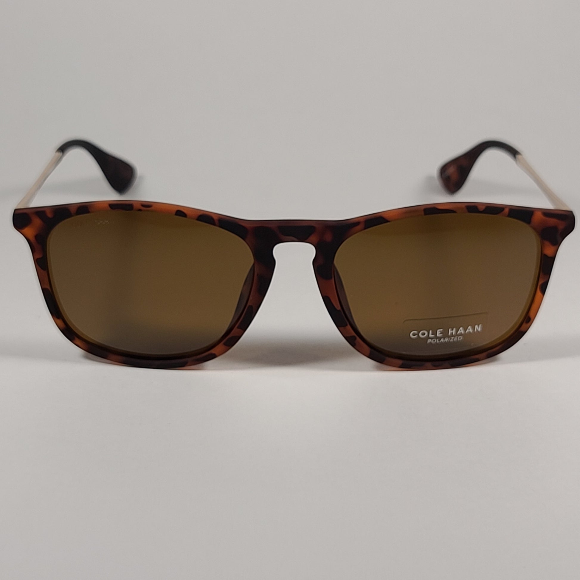 Cole Haan CH8507 215 Polarized Key Hole Sunglasses Matte Tortoise And Gold Frame Brown Lens - Sunglasses