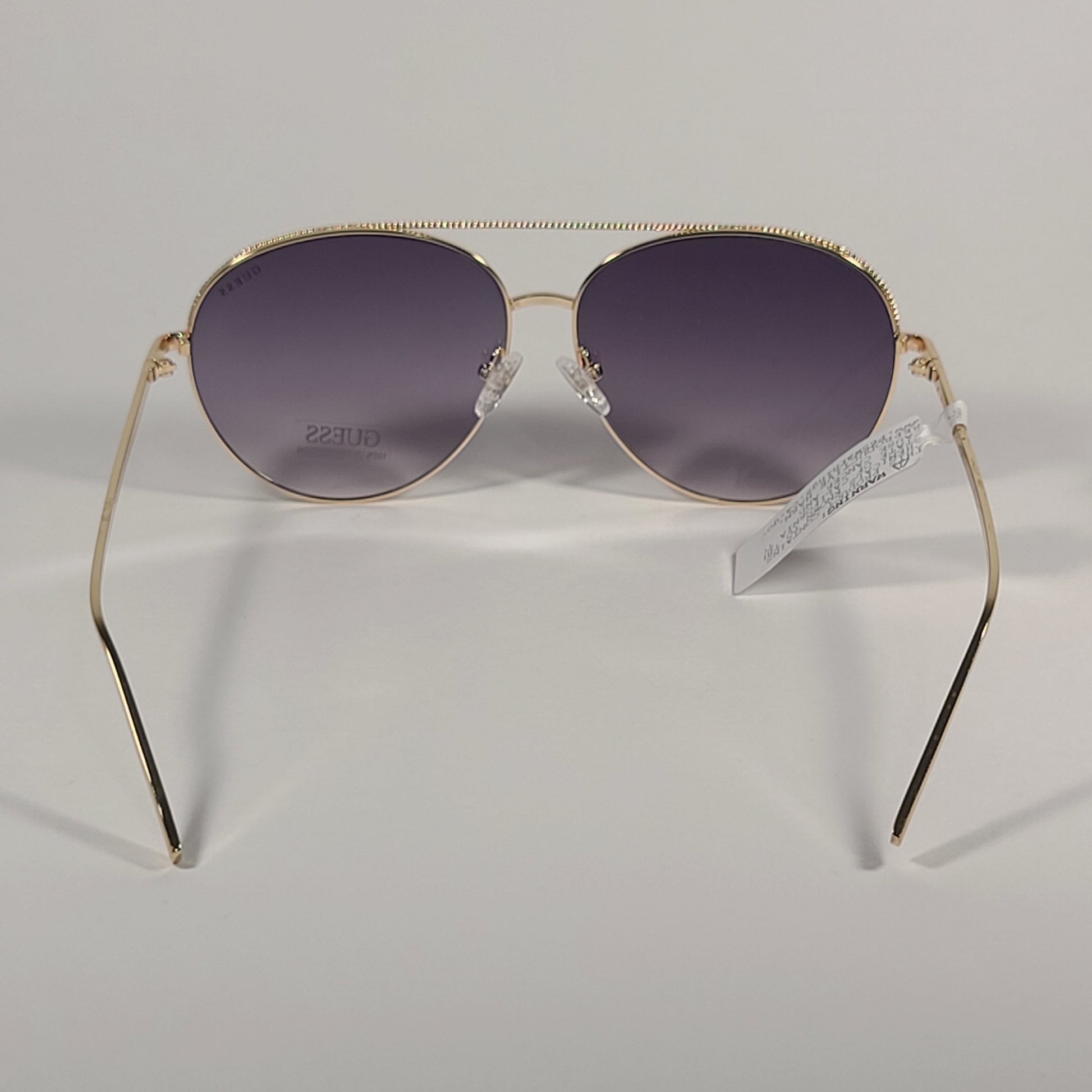 Guess Aviator Pilot Sunglasses Gold Tone Metal Frame Gray Smoke Gradient Lens GF0391 32B - Sunglasses