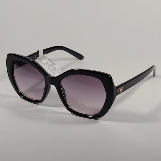 Guess Oversized Sunglasses Shiny Black Frame Gray Pink Gradient Lens GF0390 01U - Sunglasses