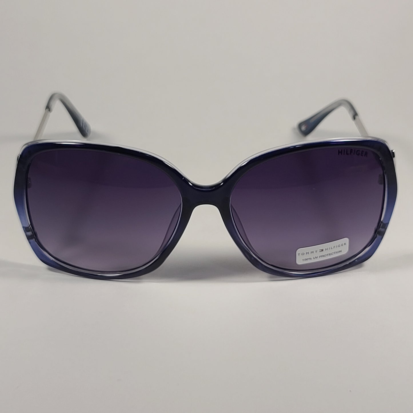 Tommy Hilfiger Nana Oversize Sunglasses Blue Silver Frame Smoke Gradient Lens NANA WP OL554 - Sunglasses