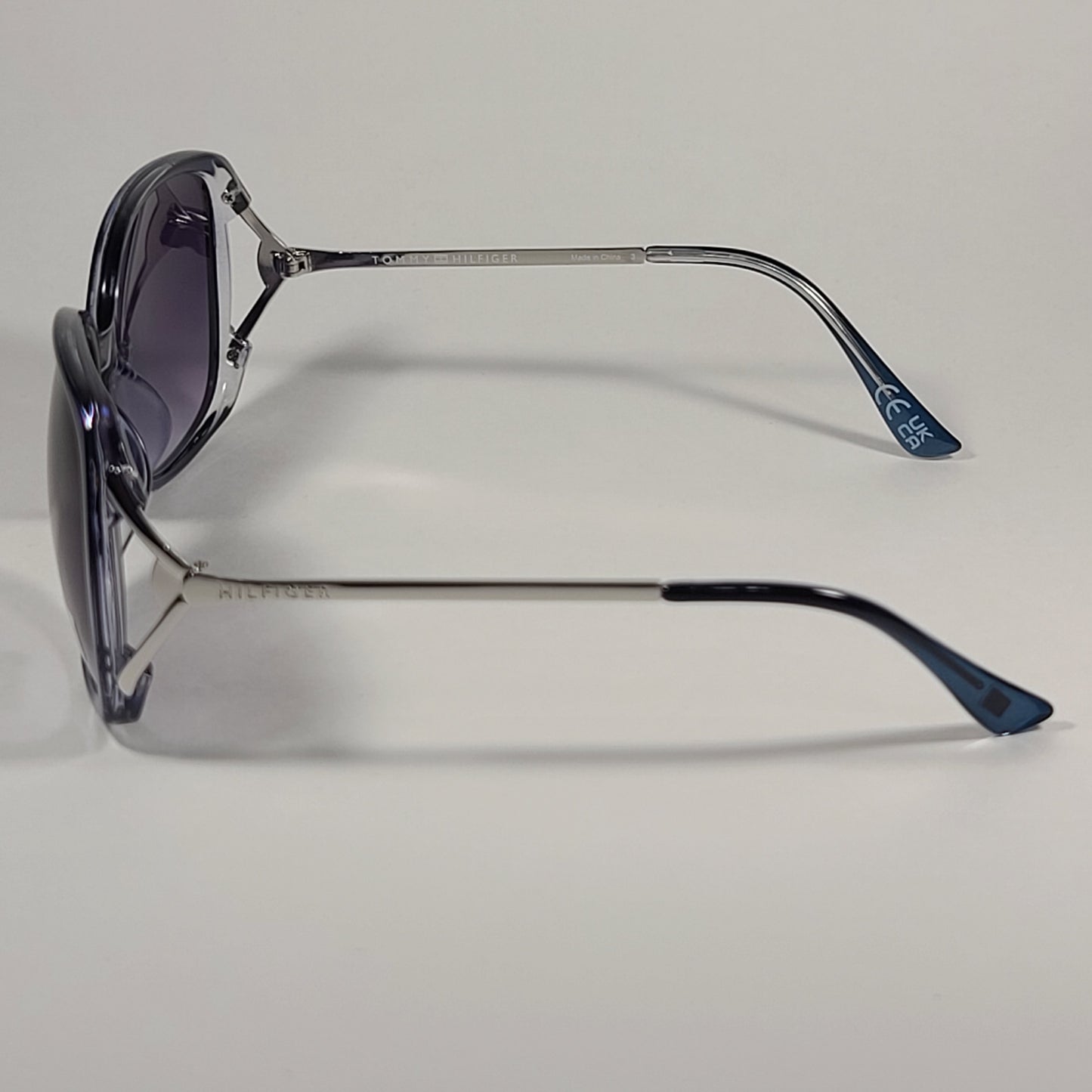 Tommy Hilfiger Nana Oversize Sunglasses Blue Silver Frame Smoke Gradient Lens NANA WP OL554 - Sunglasses