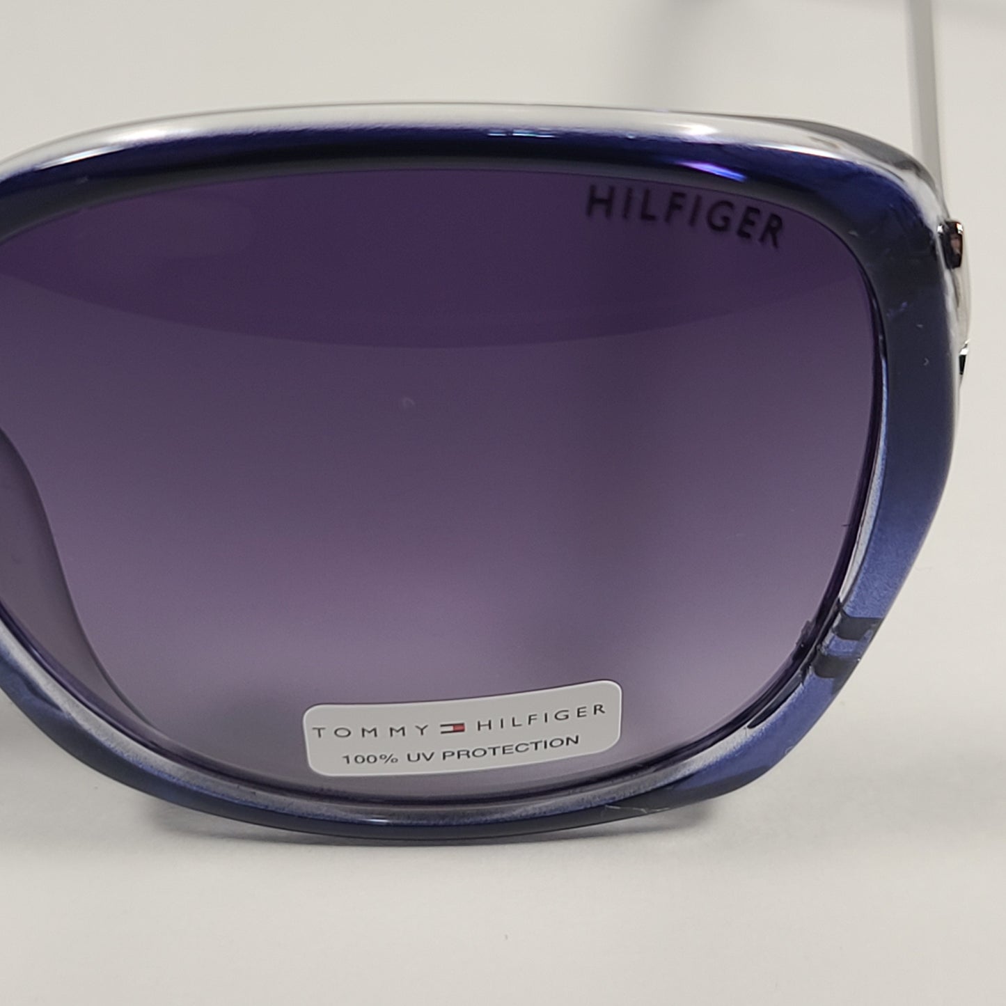 Tommy Hilfiger Nana Oversize Sunglasses Blue Silver Frame Smoke Gradient Lens NANA WP OL554 - Sunglasses