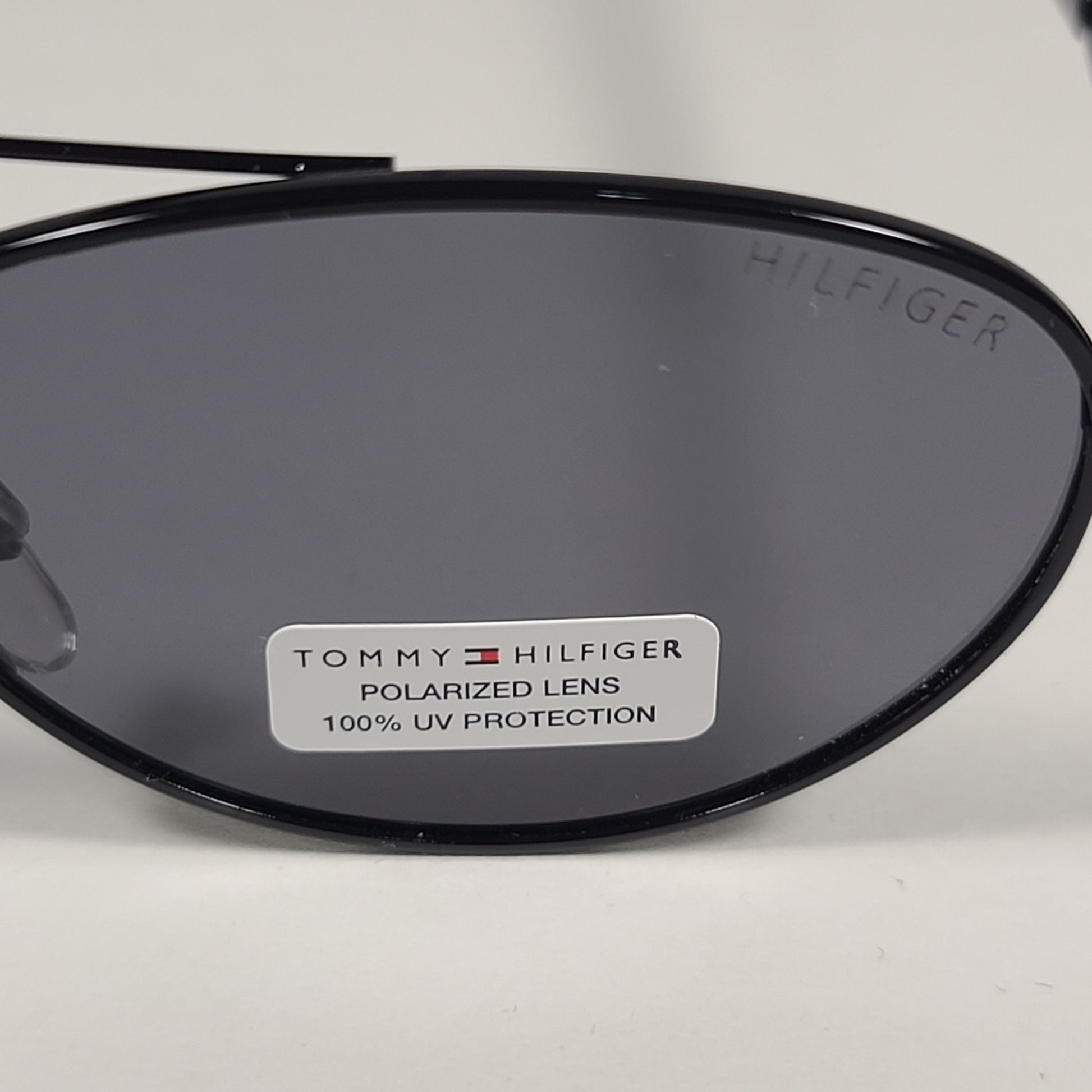 Tommy Hilfiger Carol Polarized Flat Oval Sunglasses Black Frame Gray Lens CAROL WM OL576P - Sunglasses