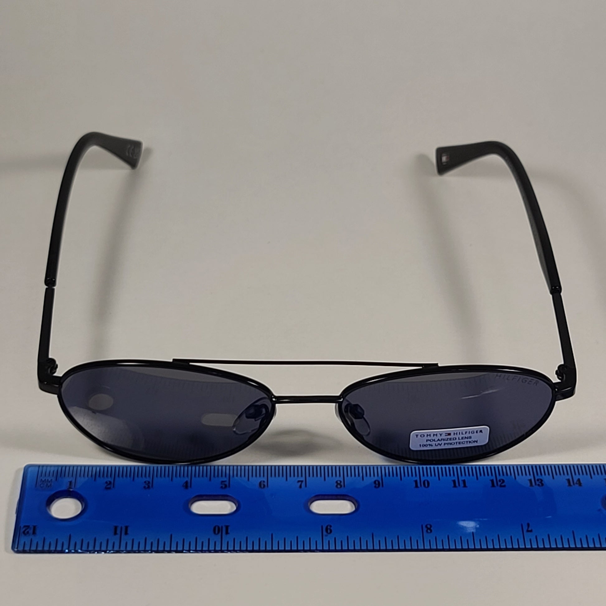 Tommy Hilfiger Carol Polarized Flat Oval Sunglasses Black Frame Gray Lens CAROL WM OL576P - Sunglasses