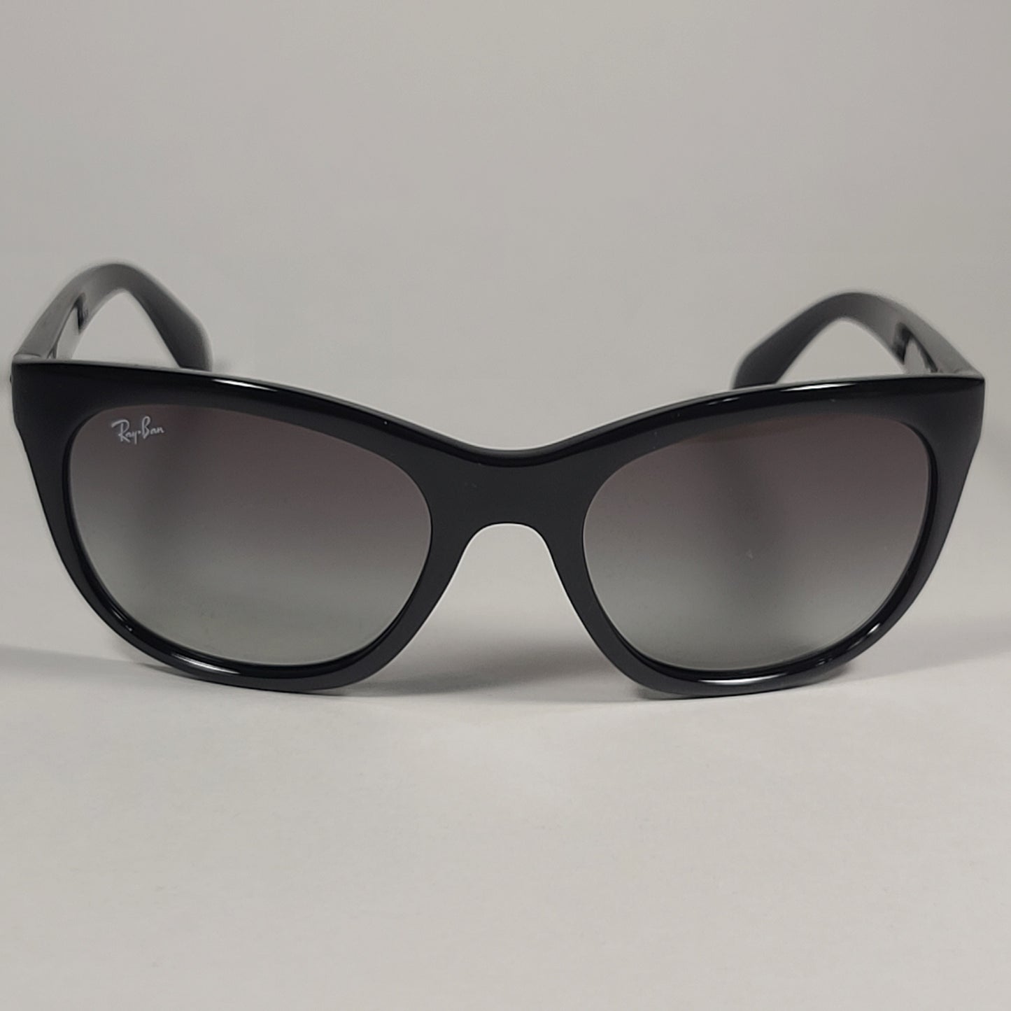 Ray-Ban Highstreet Square Sunglasses Shiny Black Frame Light Gray Gradient Lens RB4216 601/11 - Sunglasses