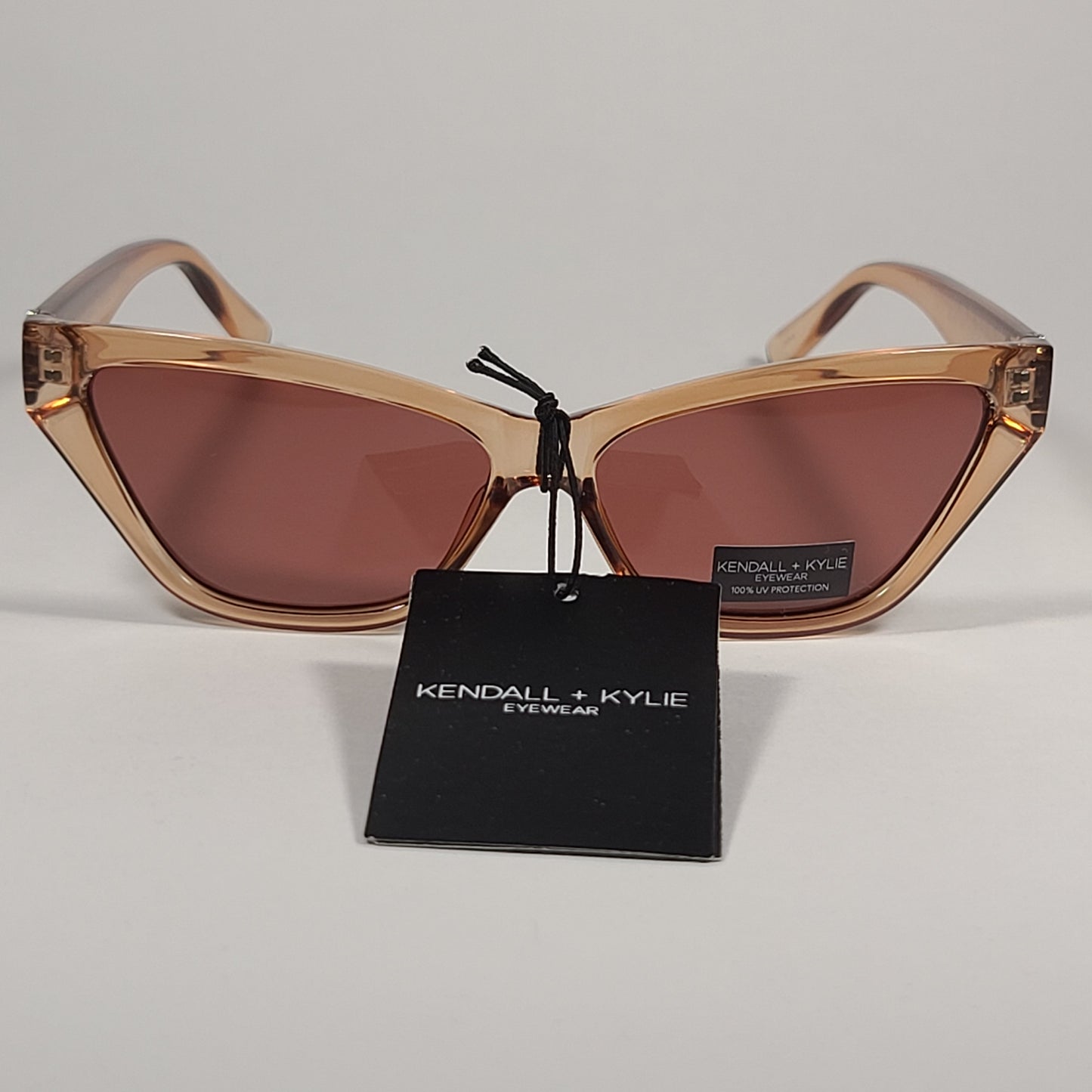 Kendall + Kylie Emma Cat Eye Sunglasses Tan Crystal Frame Brown Lens KK5109 708 - Sunglasses