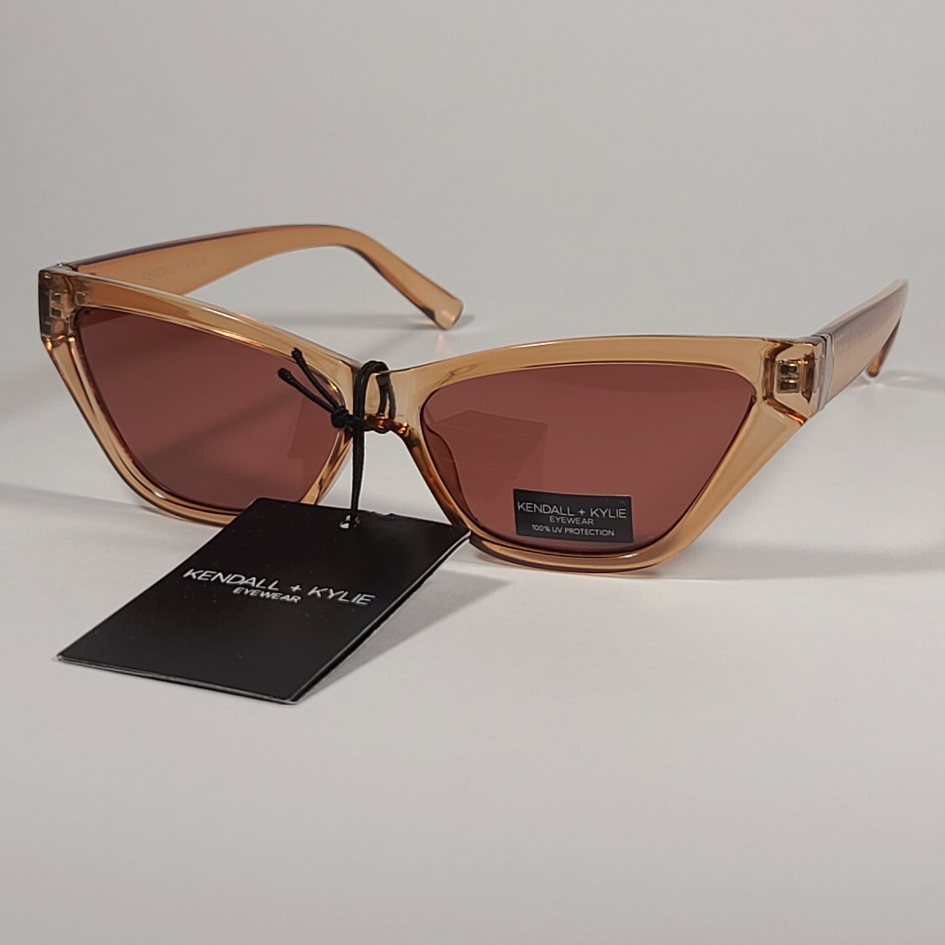 Kendall + Kylie Emma Cat Eye Sunglasses Tan Crystal Frame Brown Lens KK5109 708 - Sunglasses