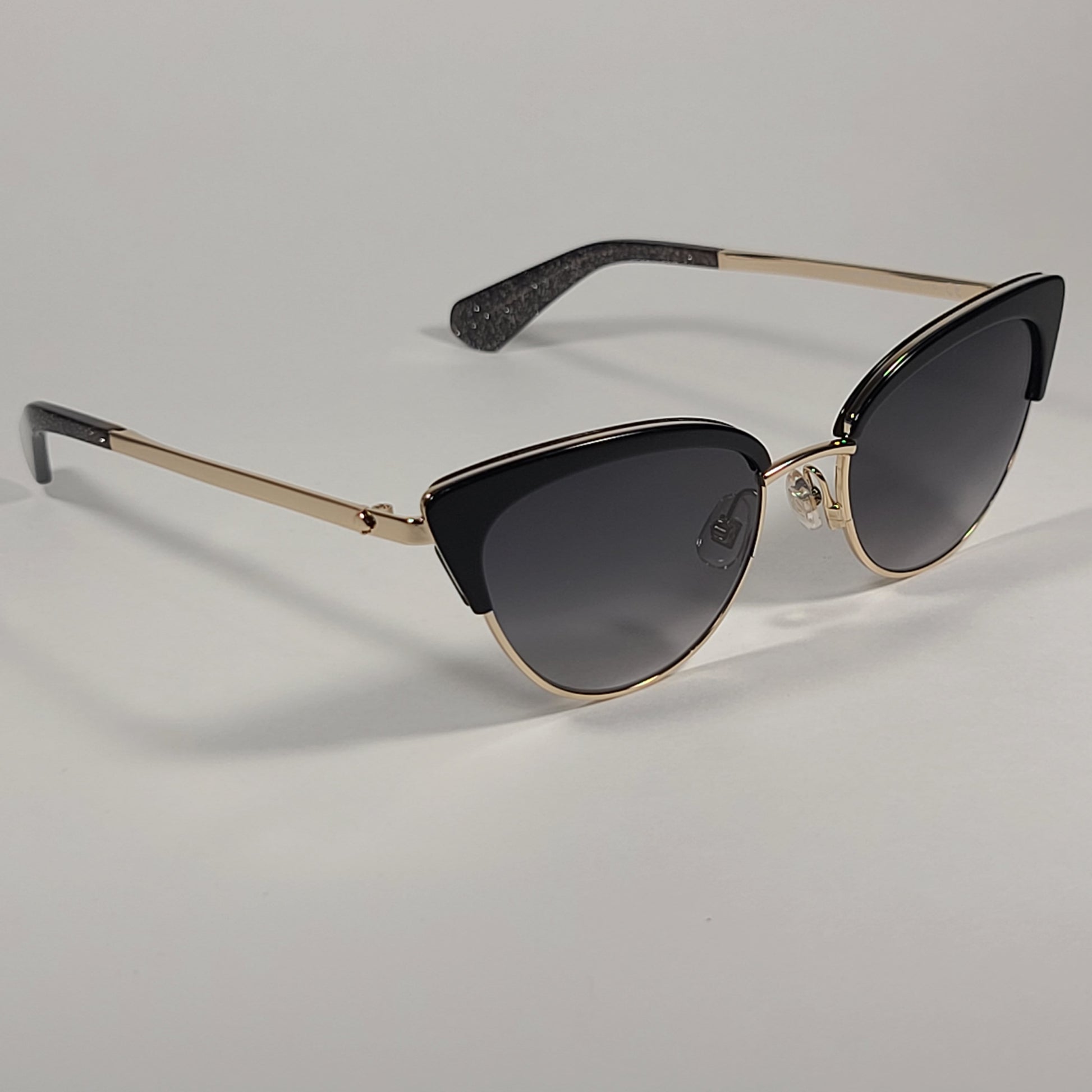 Kate Spade Jahnam Cat Eye Sunglasses Gold Black Glitter Gray Gradient Lens JAHNAM/S 8079O - Sunglasses