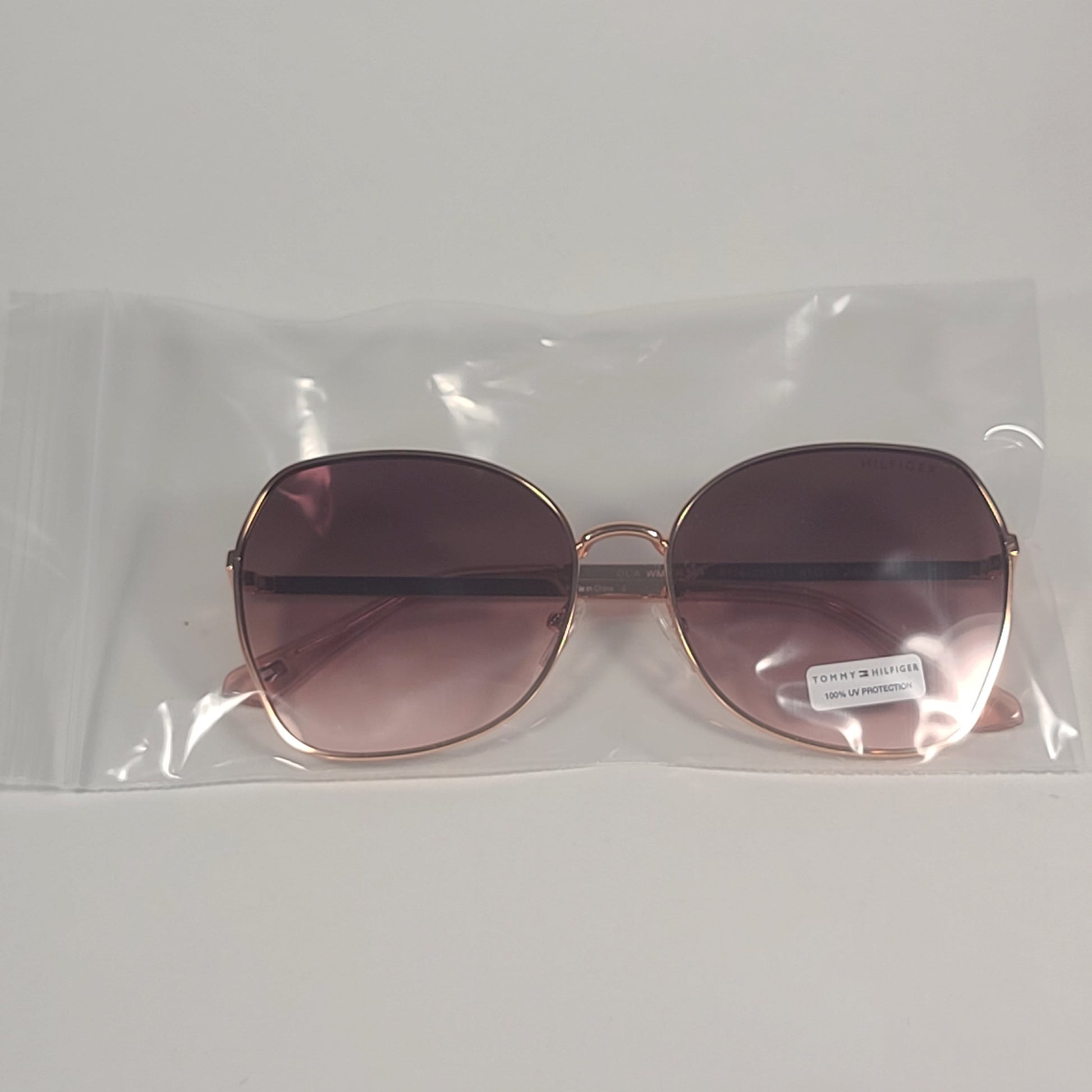 Tommy Hilfiger Dua Butterfly Sunglasses Rose Gold Brown Gradient Lens DUA WM OL564 - Sunglasses