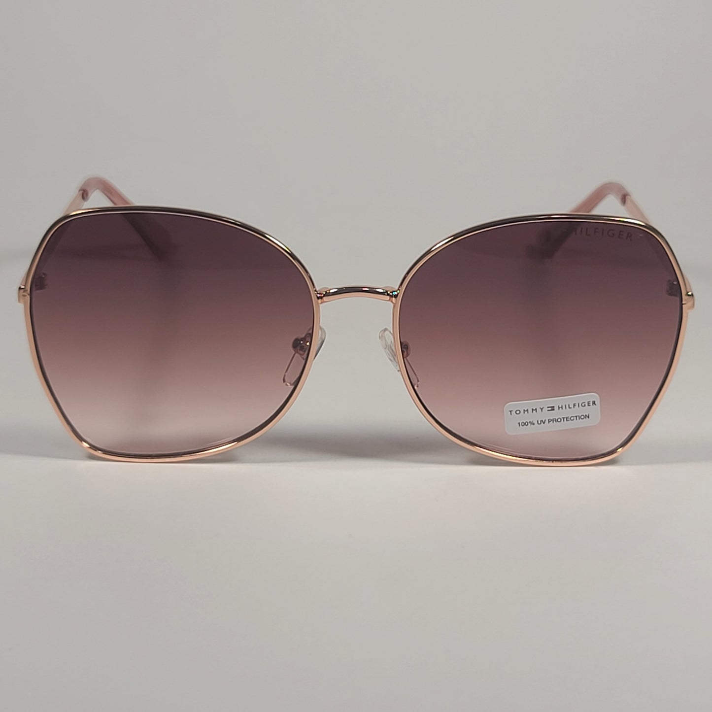 Tommy Hilfiger Dua Butterfly Sunglasses Rose Gold Brown Gradient Lens DUA WM OL564 - Sunglasses