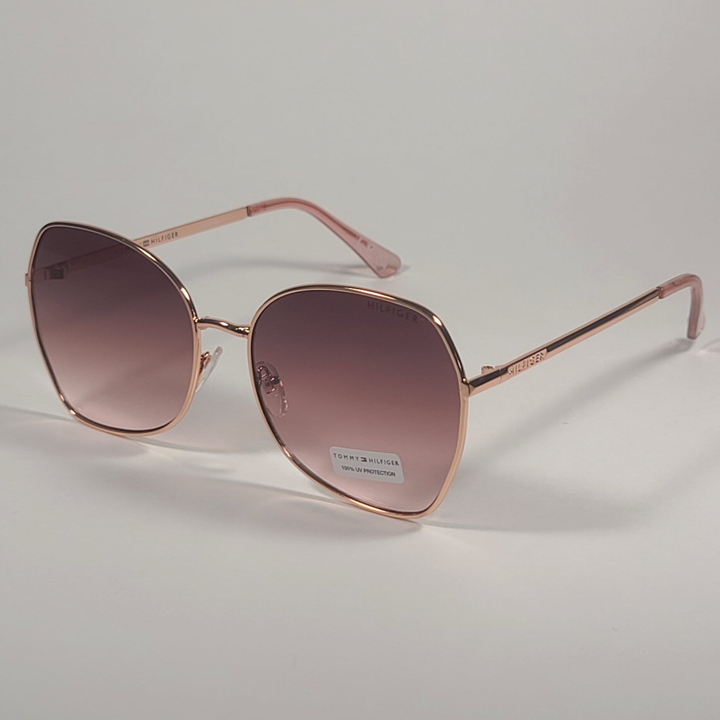 Tommy Hilfiger Dua Butterfly Sunglasses Rose Gold Brown Gradient Lens DUA WM OL564 - Sunglasses