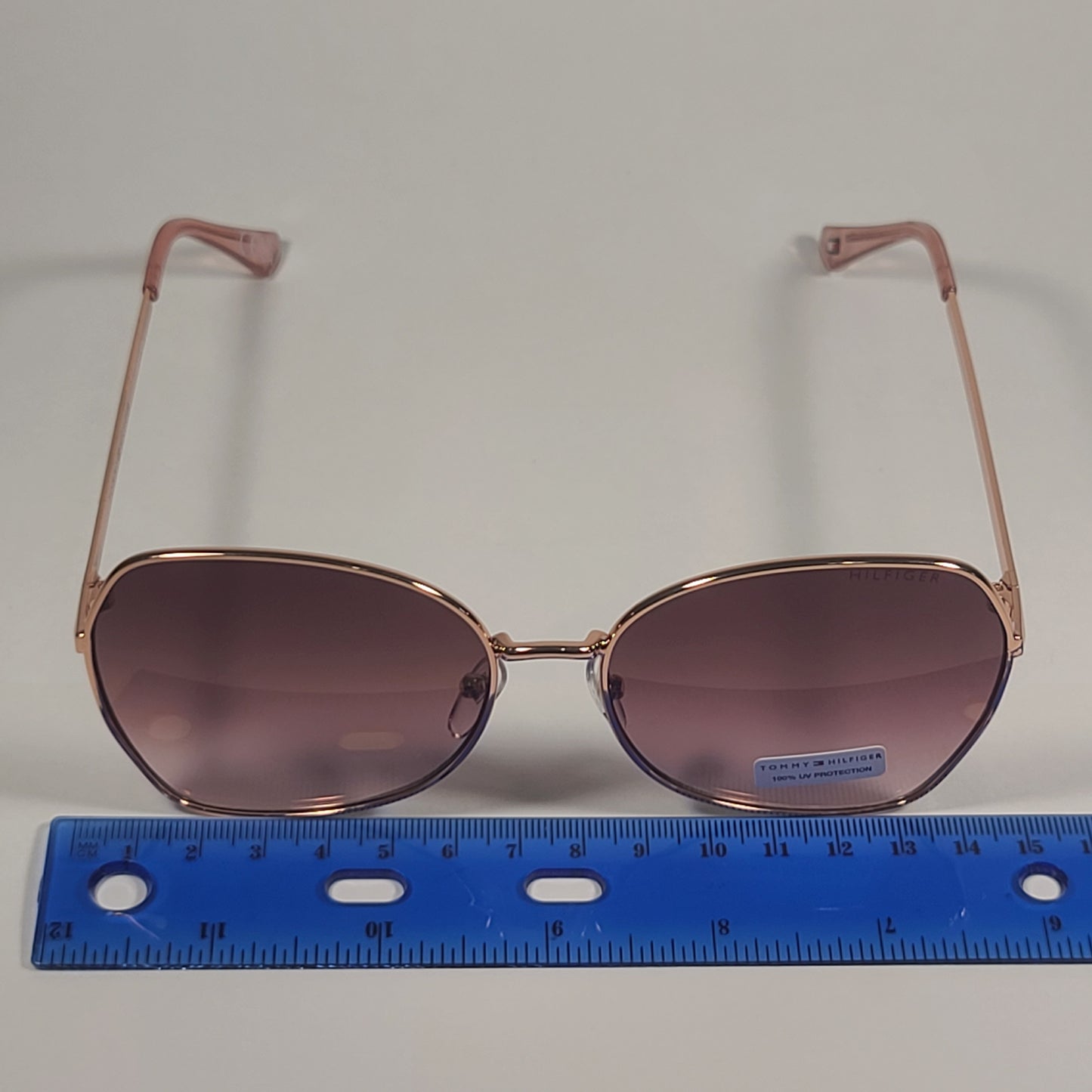 Tommy Hilfiger Dua Butterfly Sunglasses Rose Gold Brown Gradient Lens DUA WM OL564 - Sunglasses