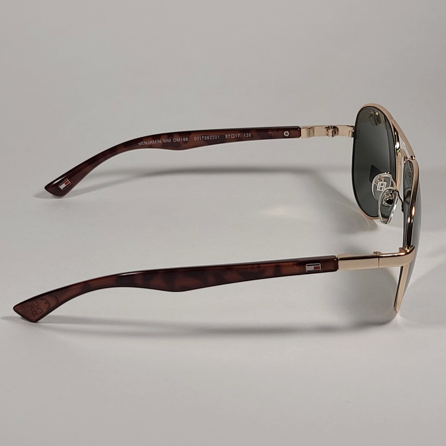 Tommy Hilfiger Benjamin Aviator Sunglasses Brown Tortoise Frame Gold Mirror Lens BENJAMIN MM OM186 - Sunglasses