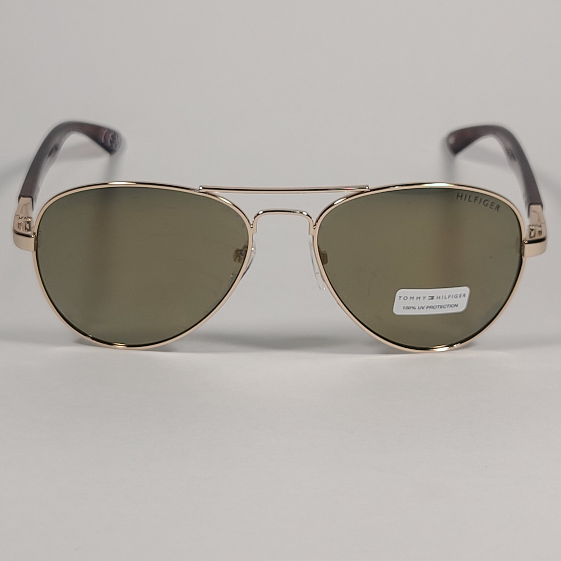 Tommy Hilfiger Benjamin Aviator Sunglasses Brown Tortoise Frame Gold Mirror Lens BENJAMIN MM OM186 - Sunglasses