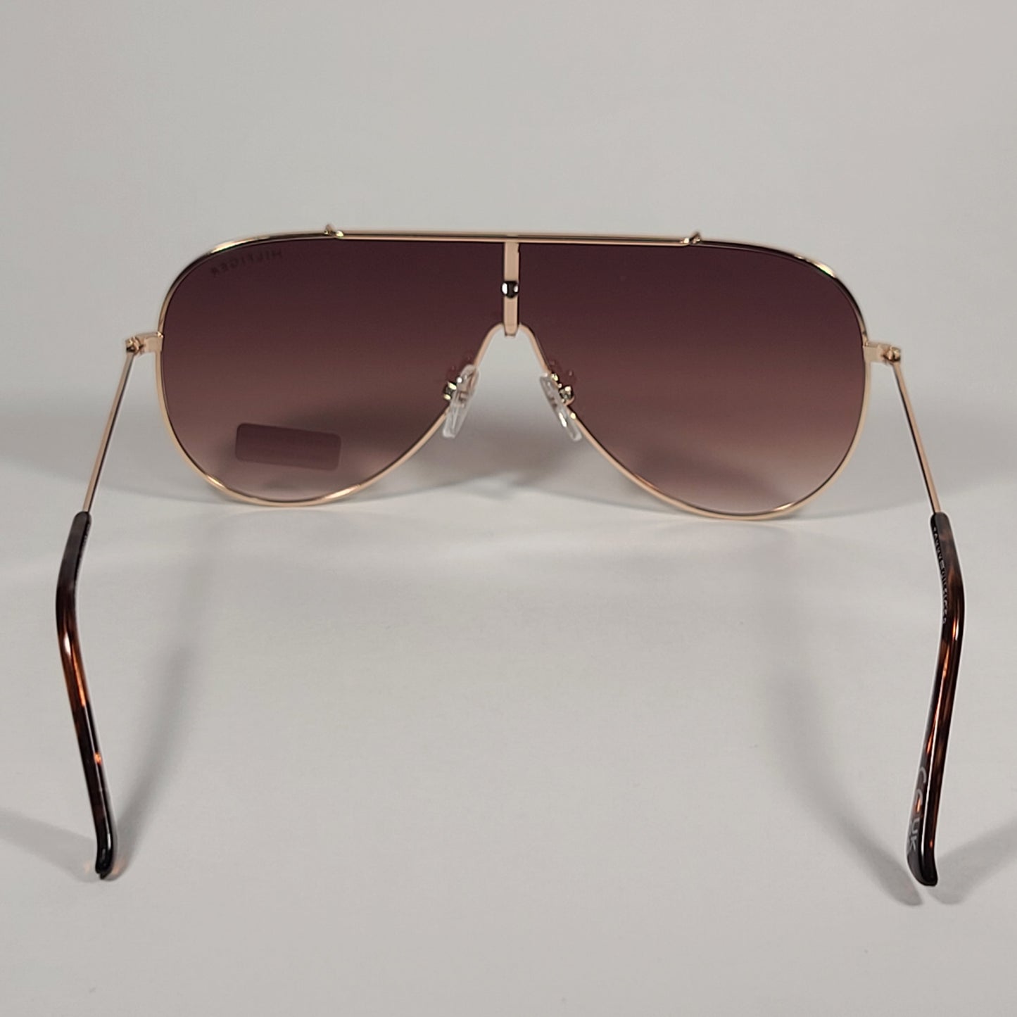 Tommy Hilfiger Abel Shield Sunglasses Gold Tortoise Frame Brown Gradient Lens ABEL MM OU605 - Sunglasses