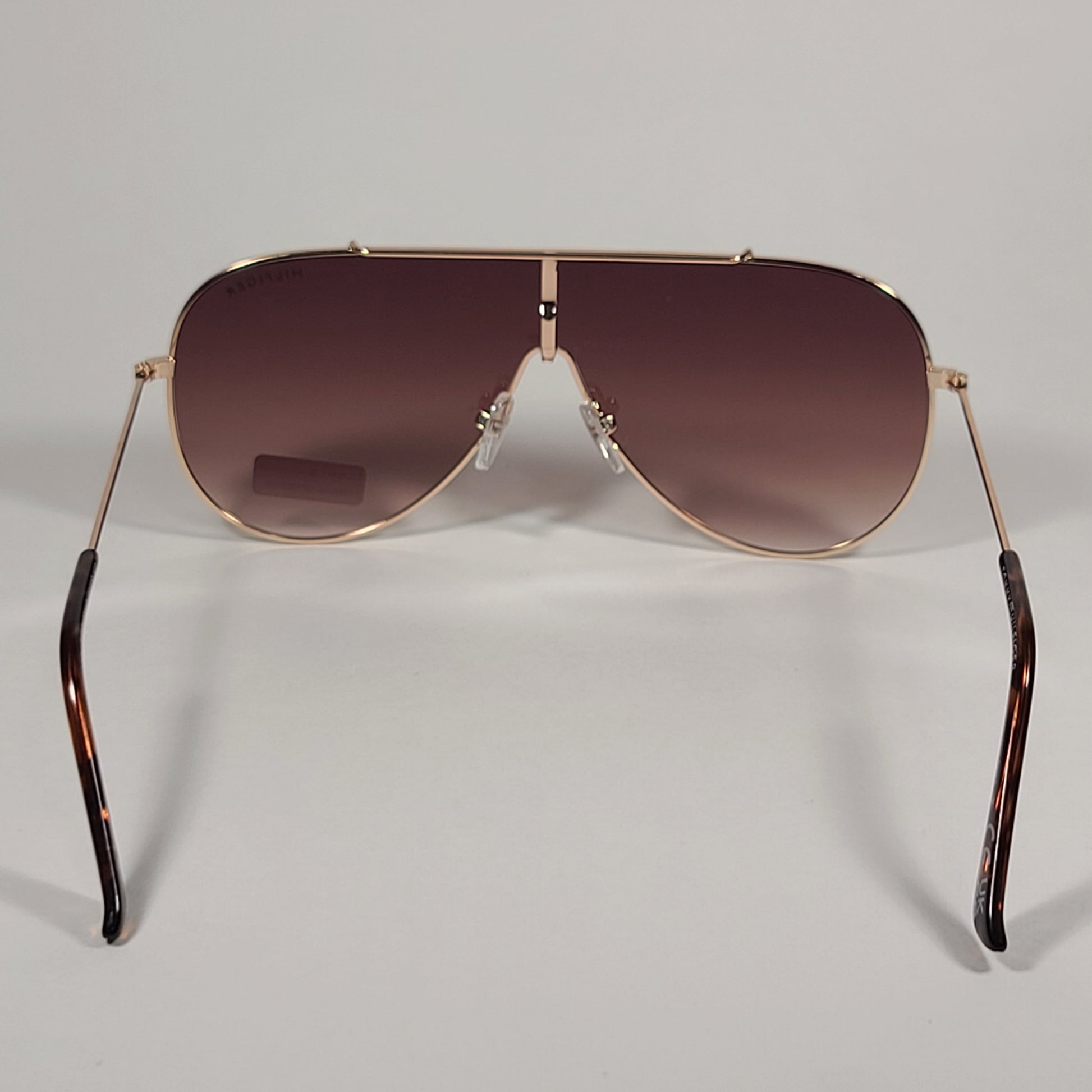 Tommy Hilfiger Abel Shield Sunglasses Gold Tortoise Frame Brown Gradient Lens ABEL MM OU605 - Sunglasses