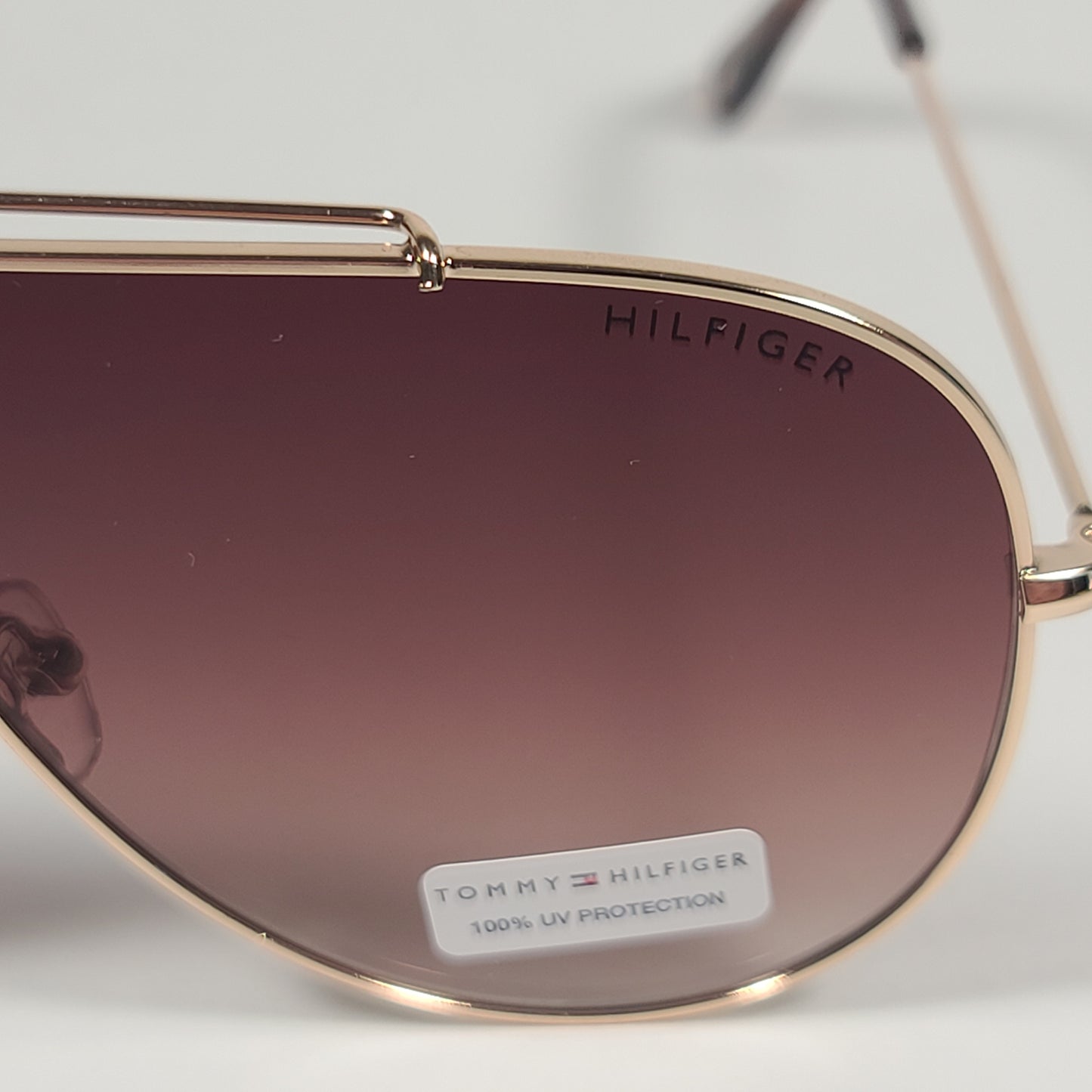 Tommy Hilfiger Abel Shield Sunglasses Gold Tortoise Frame Brown Gradient Lens ABEL MM OU605 - Sunglasses