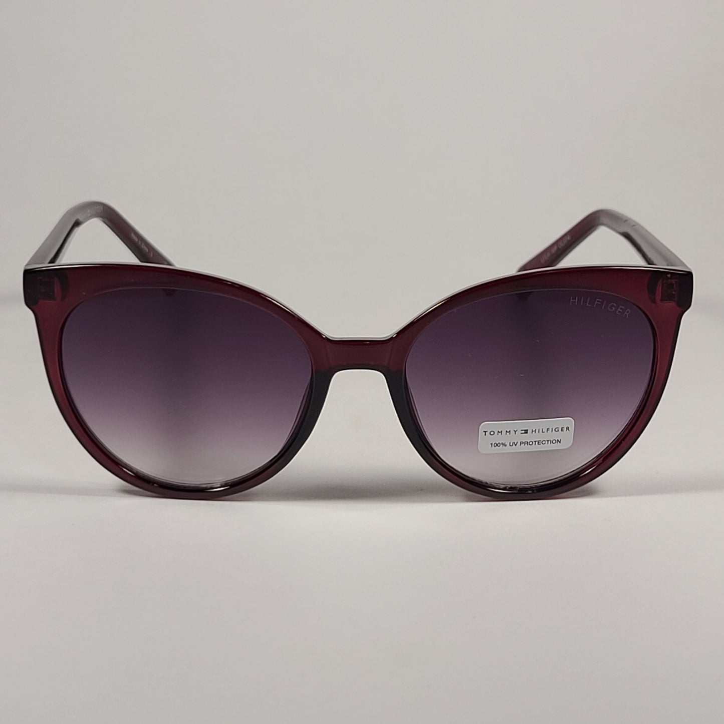 Tommy Hilfiger Lyla Round Sunglasses Dark Red Crystal Frame Smoke Gradient Lens LYLA WP OL574 - Sunglasses