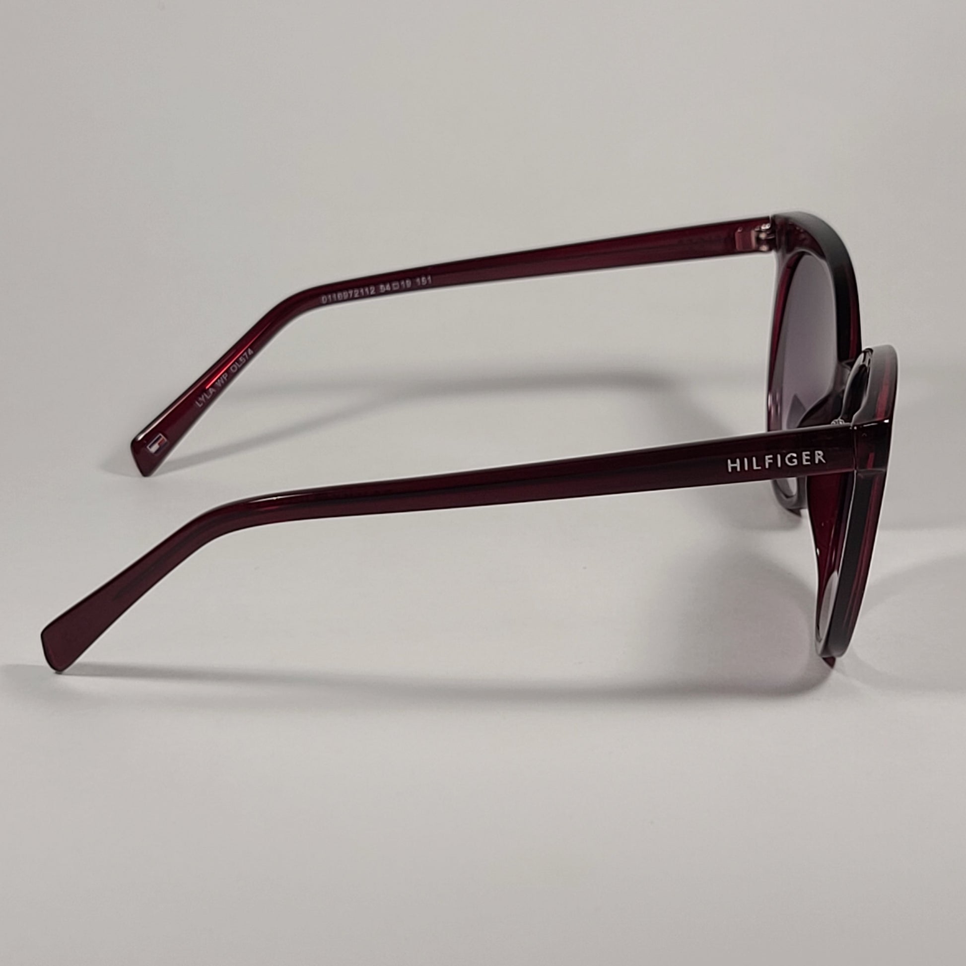 Tommy Hilfiger Lyla Round Sunglasses Dark Red Crystal Frame Smoke Gradient Lens LYLA WP OL574 - Sunglasses