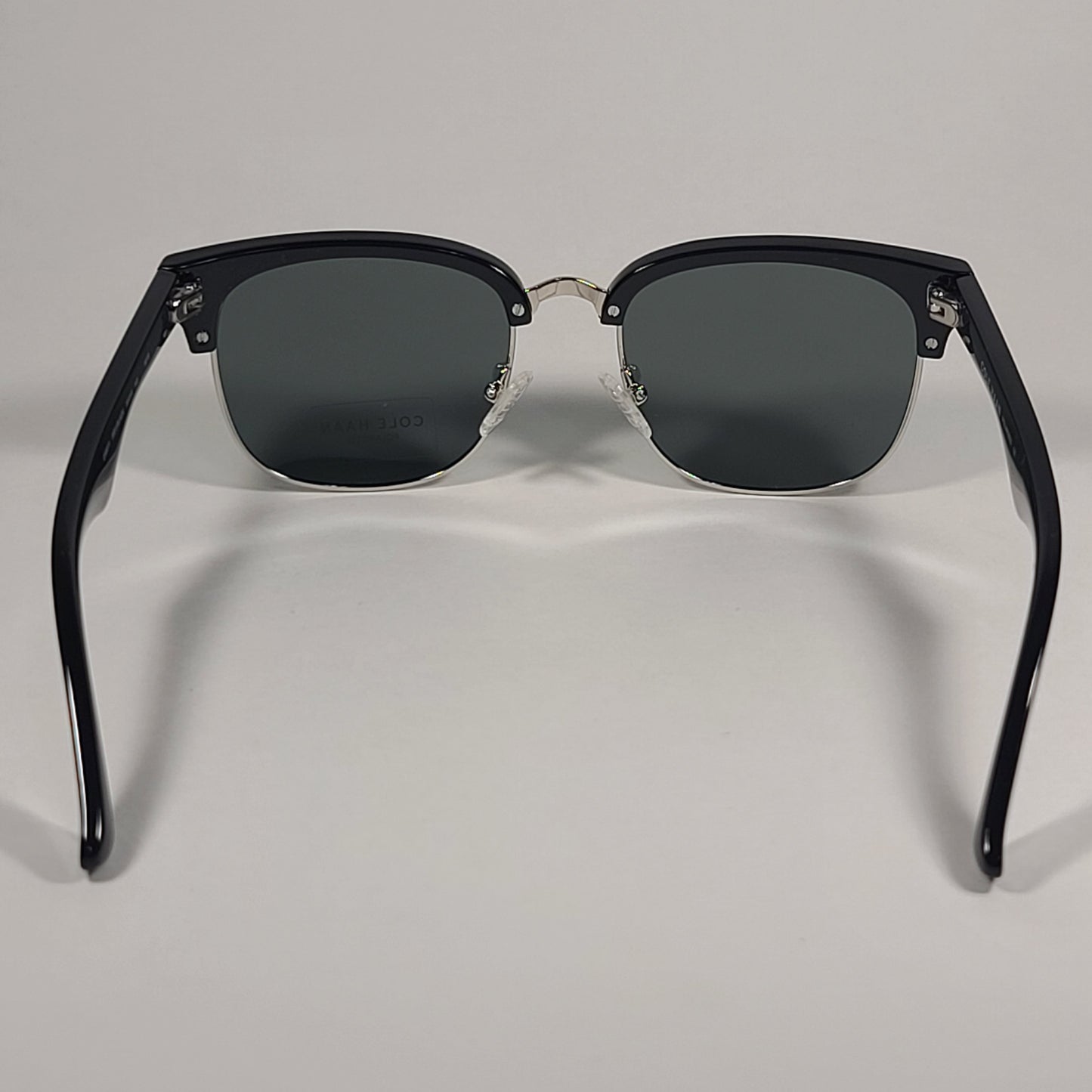 Cole Haan CH9011 001 Polarized Club Sunglasses Shiny Black Silver Frame Gray Lens - Sunglasses