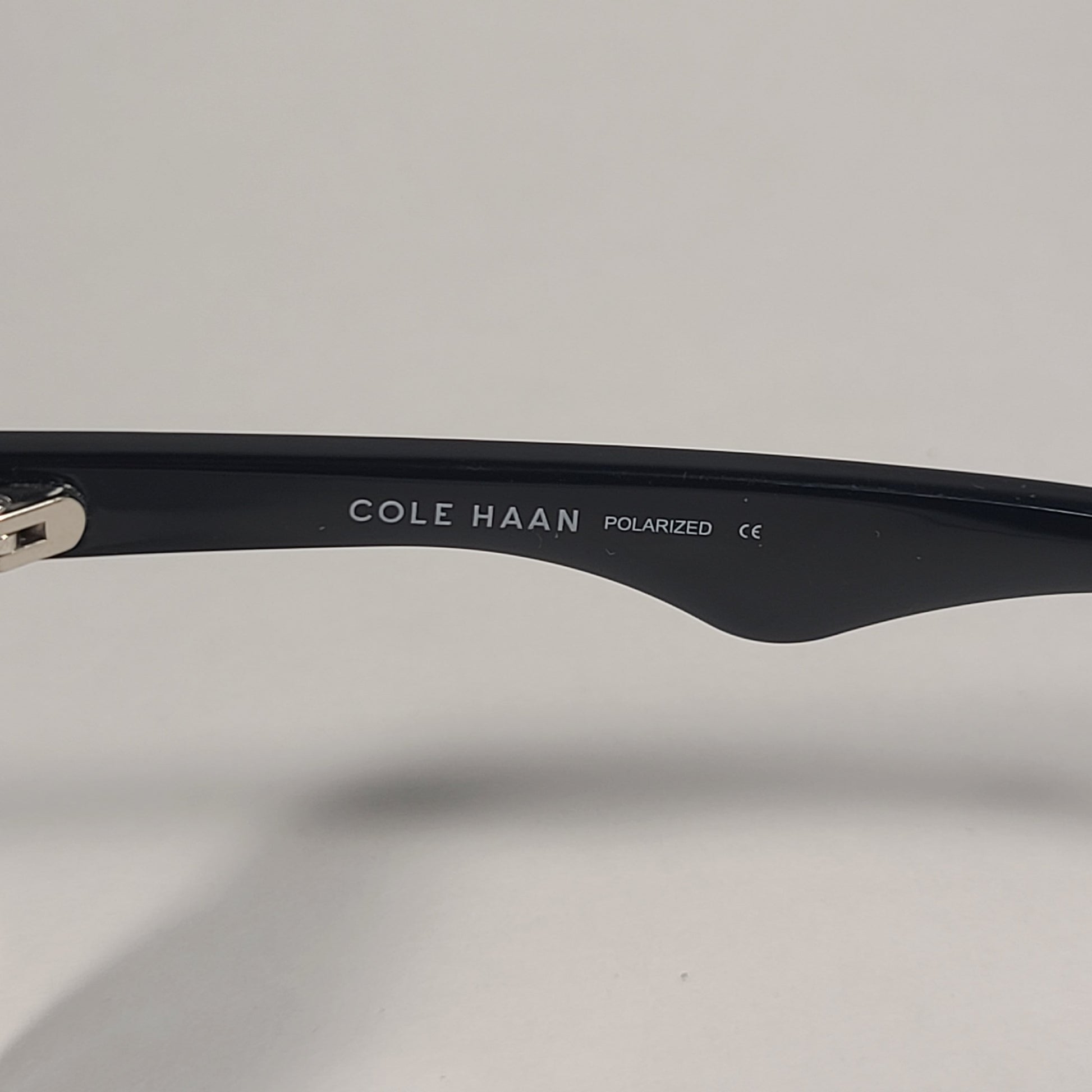 Cole Haan CH9011 001 Polarized Club Sunglasses Shiny Black Silver Frame Gray Lens - Sunglasses