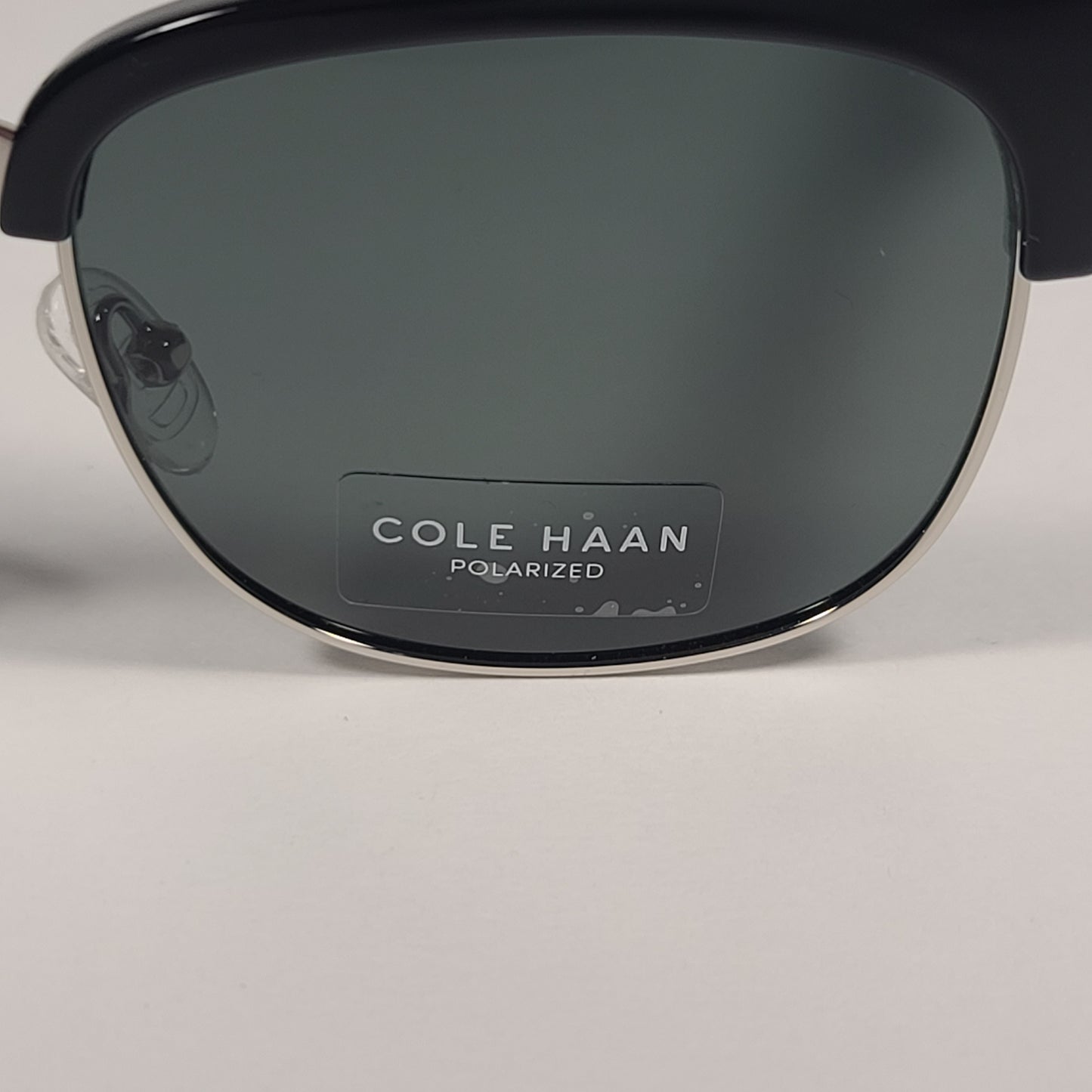 Cole Haan CH9011 001 Polarized Club Sunglasses Shiny Black Silver Frame Gray Lens - Sunglasses