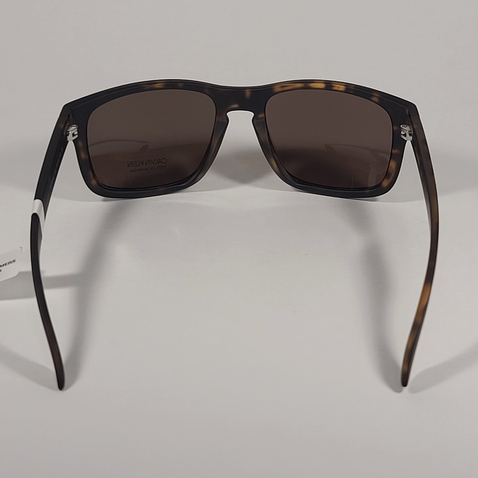 Calvin Klein Rectangle Sunglasses CK19566S 235 Matte Brown Tortoise Frame Brown Lens - Sunglasses