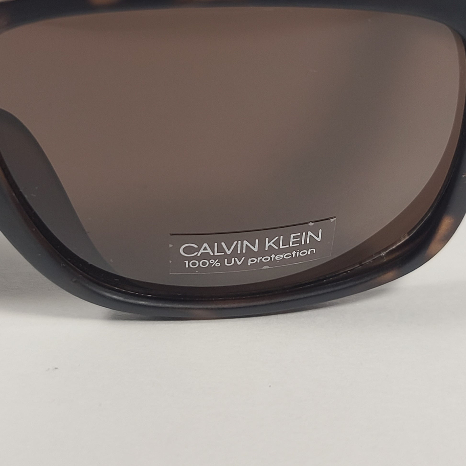 Calvin Klein Rectangle Sunglasses CK19566S 235 Matte Brown Tortoise Frame Brown Lens - Sunglasses